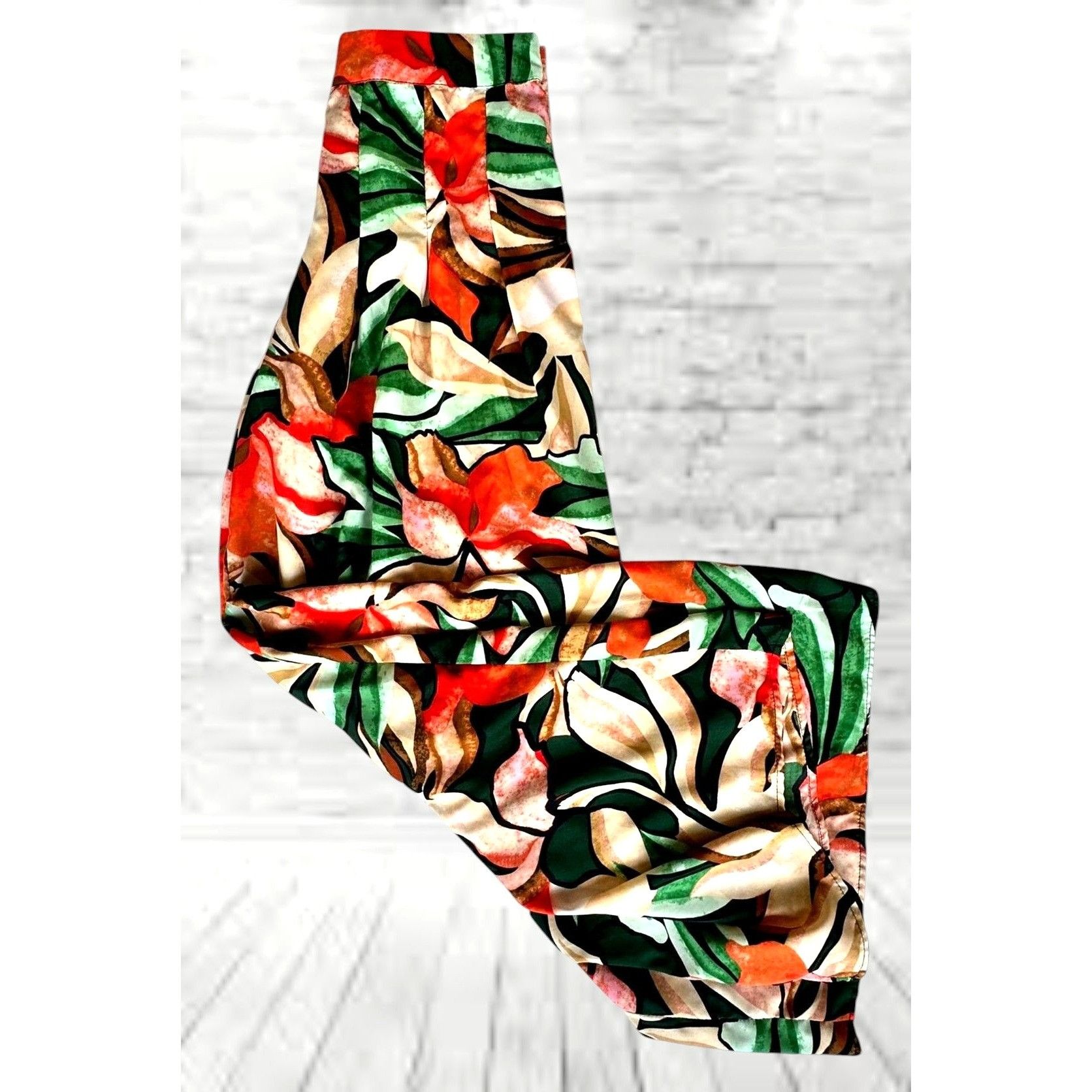 Other Moon Orchid Palazzo Pants Medium Abstract Festive High Waist Size 30" / US 8 / IT 44 - 2 Thumbnail