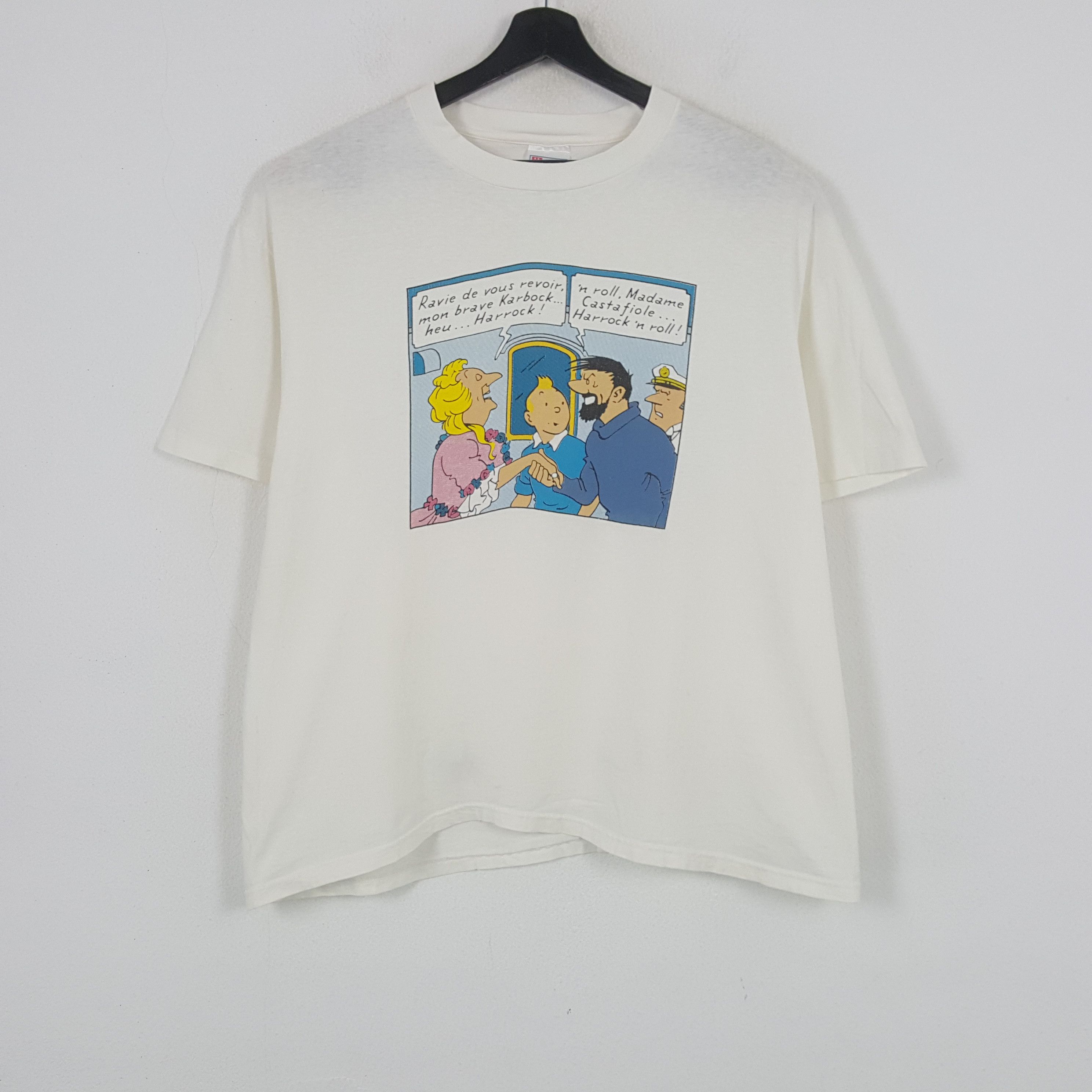 Hanes TINTIN AMERICAN Cartoon Vintage Tshirt C285N29 Size US XL / EU 56 / 4 - 1 Thumbnail
