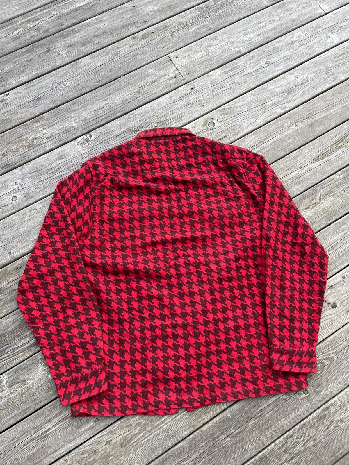 Supreme Supreme Houndstooth Flannel Zip Up Shirt FW18 Red Size Large Size US L / EU 52-54 / 3 - 9 Thumbnail