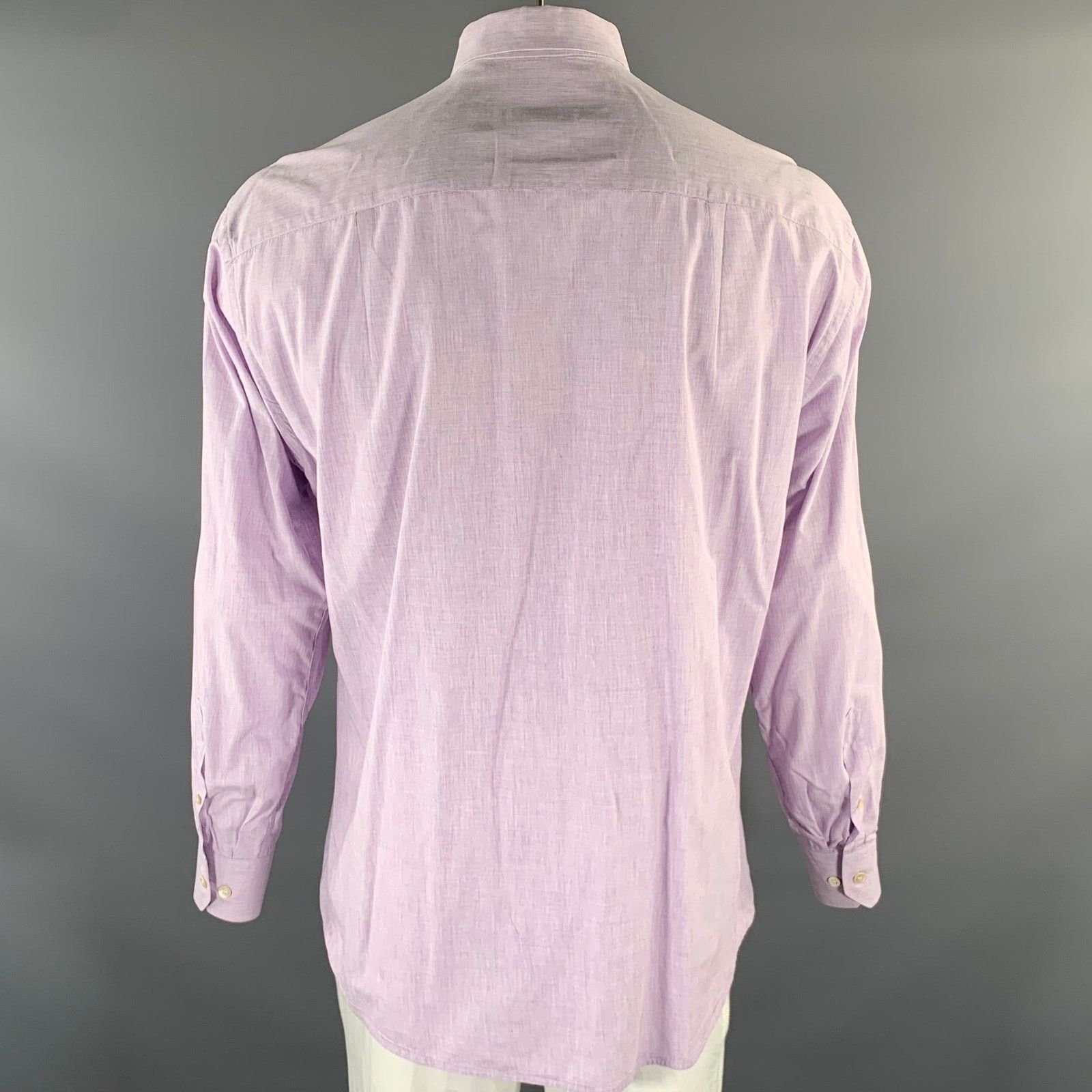 Ermenegildo Zegna ERMENEGILDO ZEGNA XL Purple Lilac Cotton Long Sleeve Shirt Size US XL / EU 56 / 4 - 3 Thumbnail