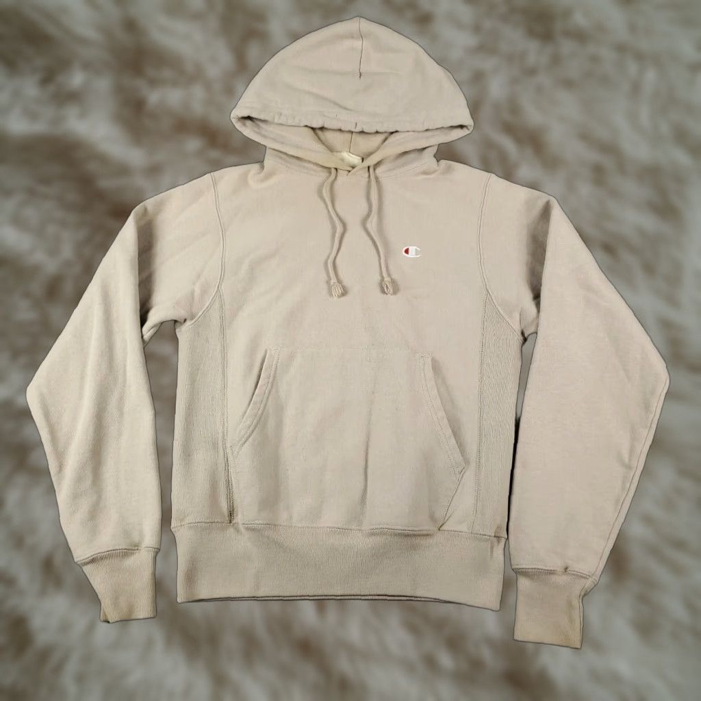 Champion VINTAGE Champion Hoodie Pullover Sweatshirt Adult XS Men Beige Cotton Blend Fleece Logo Spring Fall Winter Size US XS / EU 42 / 0 - 1 Thumbnail