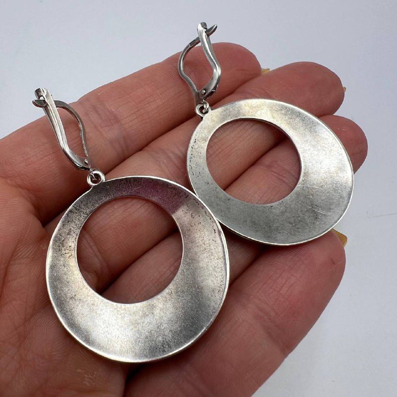 Vintage Vintage 925 Silver 14K Gold Earrings Floral Engraved 8.6gr Size ONE SIZE - 2 Thumbnail