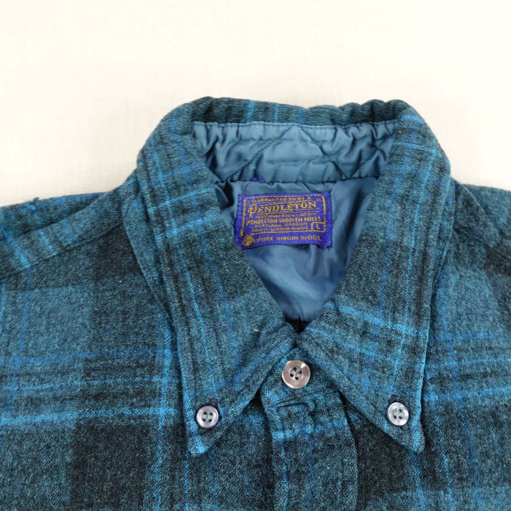 Pendleton VINTAGE Pendleton Shirt Mens Large Blue Plaid Wool Flannel Button-Up 70s 80s Outdoor Warmth Size US L / EU 52-54 / 3 - 2 Thumbnail