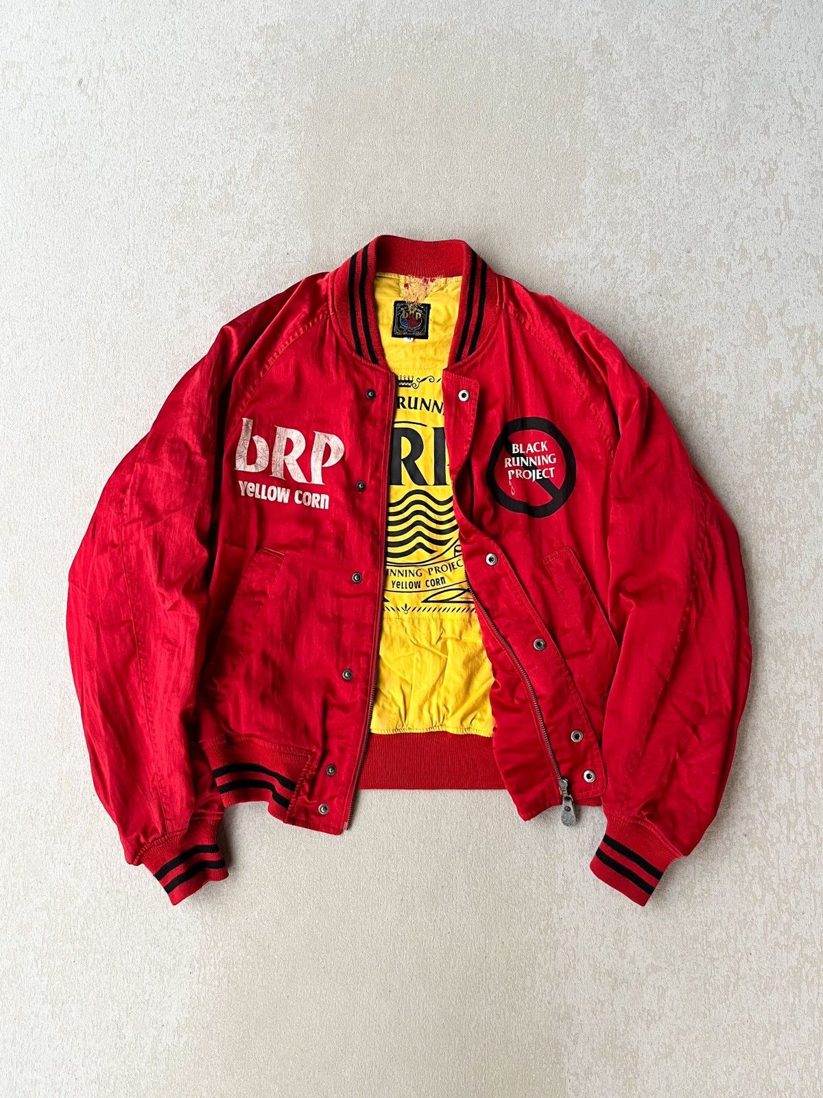 YELLOW CORN Vintage 00’s bRP “YELLOW CORN“ varsity bomber jacket Size US L / EU 52-54 / 3 - 1 Thumbnail