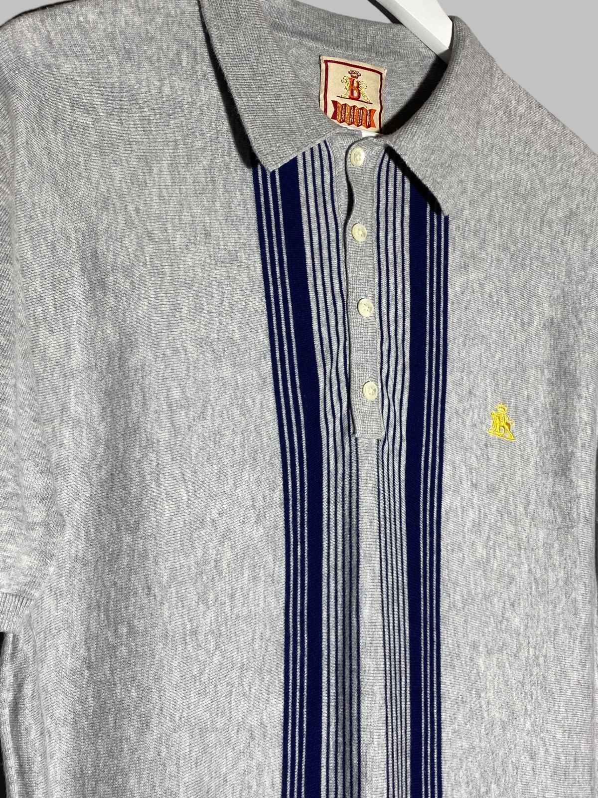 Baracuta Vintage Baracuta Knit Polo T-shirt Grey Blue Sripes Size US M / EU 48-50 / 2 - 2 Thumbnail