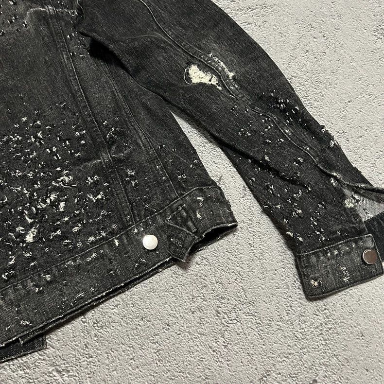 Amiri AMIRI bullet hole damage washed black denim jacket-2506 Size US S / EU 44-46 / 1 - 7 Thumbnail