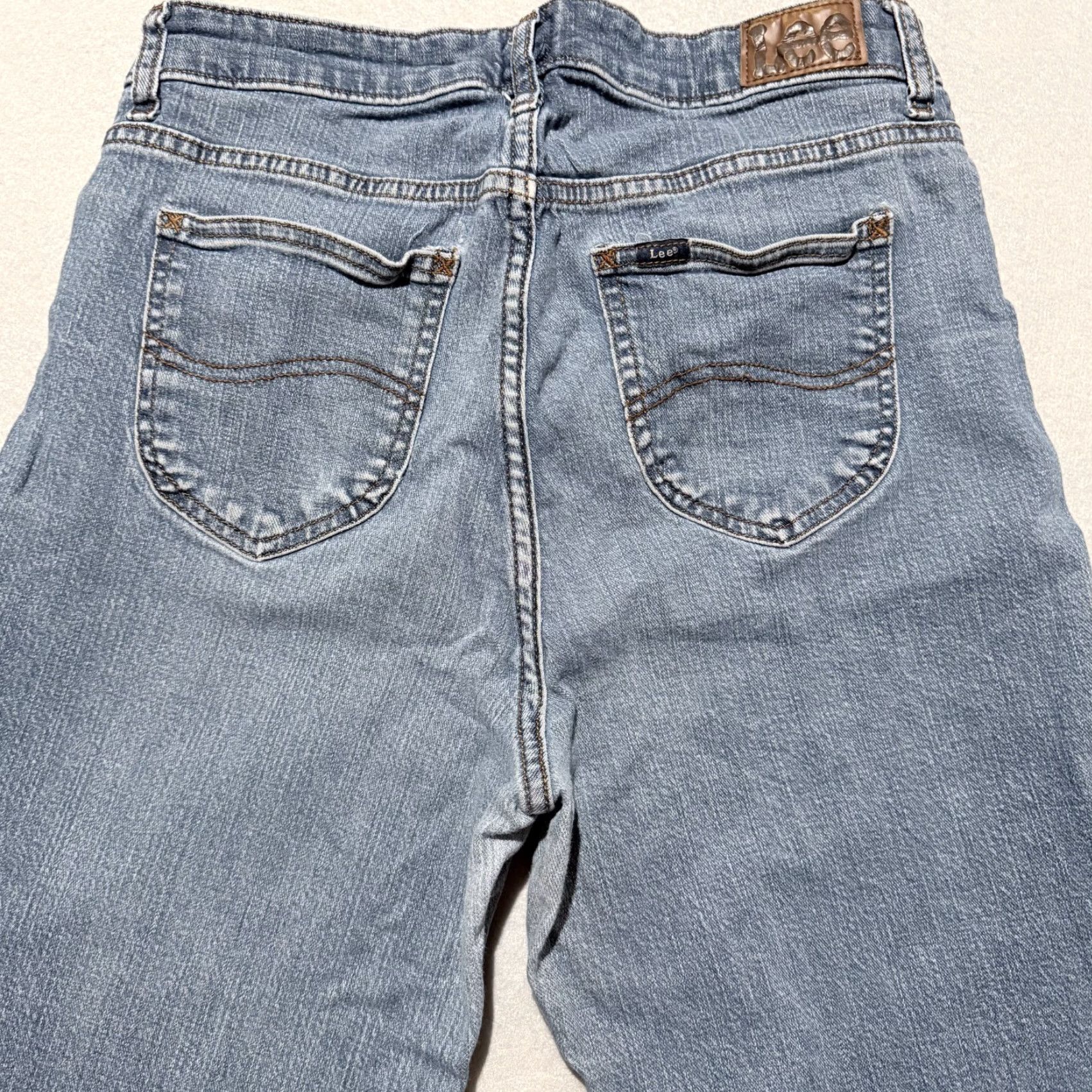 Lee Lee Straight Jeans Mens Blue Denim Stretch Medium Wash Classic Zip Fly - 30X27.5 Size US 30 / EU 46 - 4 Thumbnail
