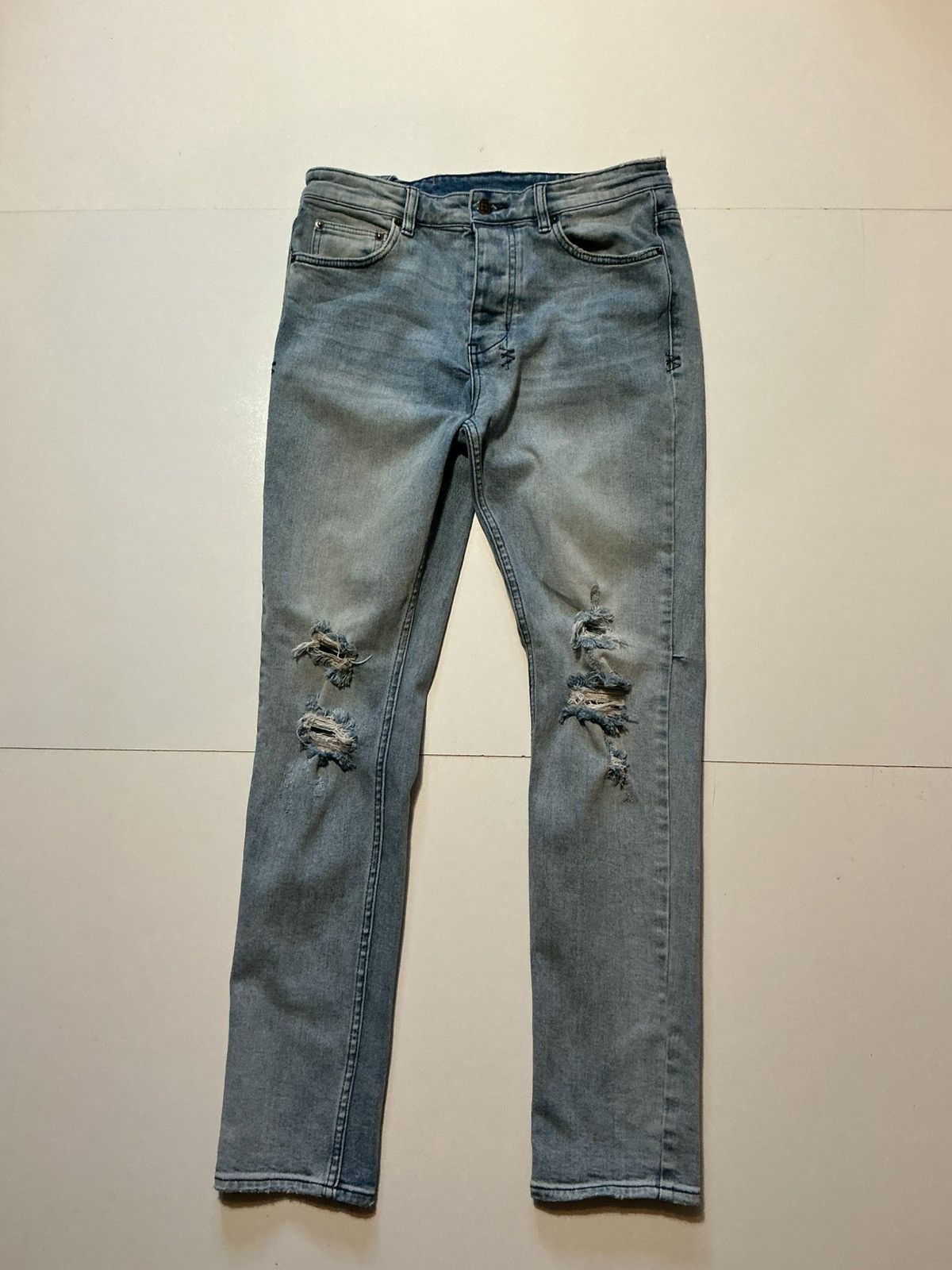 Ksubi $195 Ksubi Chitch Philly Distressed Button Fly Denim Jeans Size US 32 / EU 48 - 3 Thumbnail