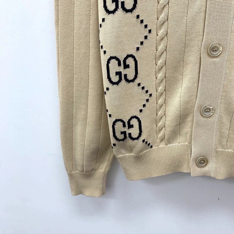 Gucci Gucci Brown logo jacquad lapel single-breasted knitted jac Size XS / US 0-2 / IT 36-38 - 4 Thumbnail