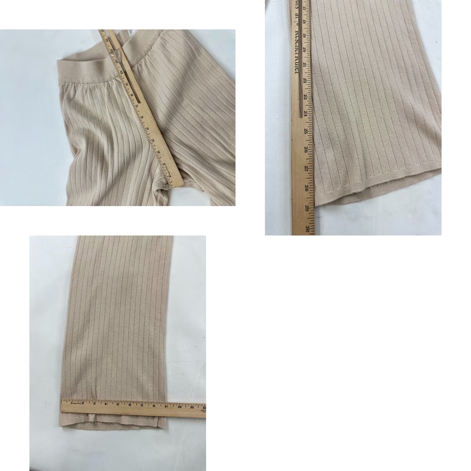 Abercrombie & Fitch Abercrombie & Fitch Pants Womens Small Beige Wide-Leg Knit Elastic Waist High Rise Casual 29in Inseam Regular Fit Mens? Women Size 28" / US 6 / IT 42 - 8 Thumbnail