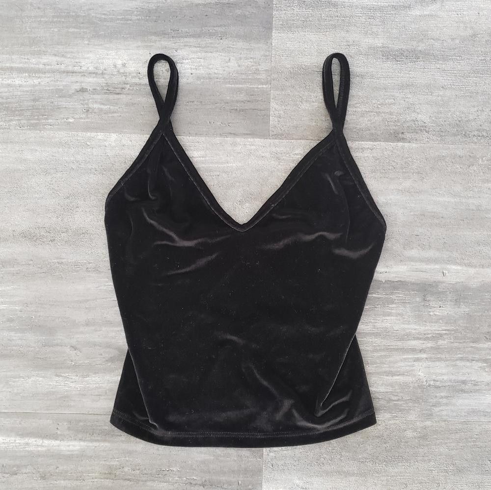 Designer Black Velvet Melville Cropped Cami Size ONE SIZE - 1 Thumbnail