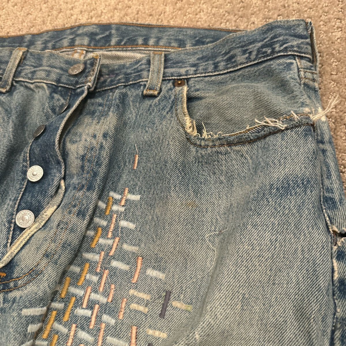 Kentucky Boy Tyler Very Folky Mock Mend Jeans Size US 31 - 3 Thumbnail
