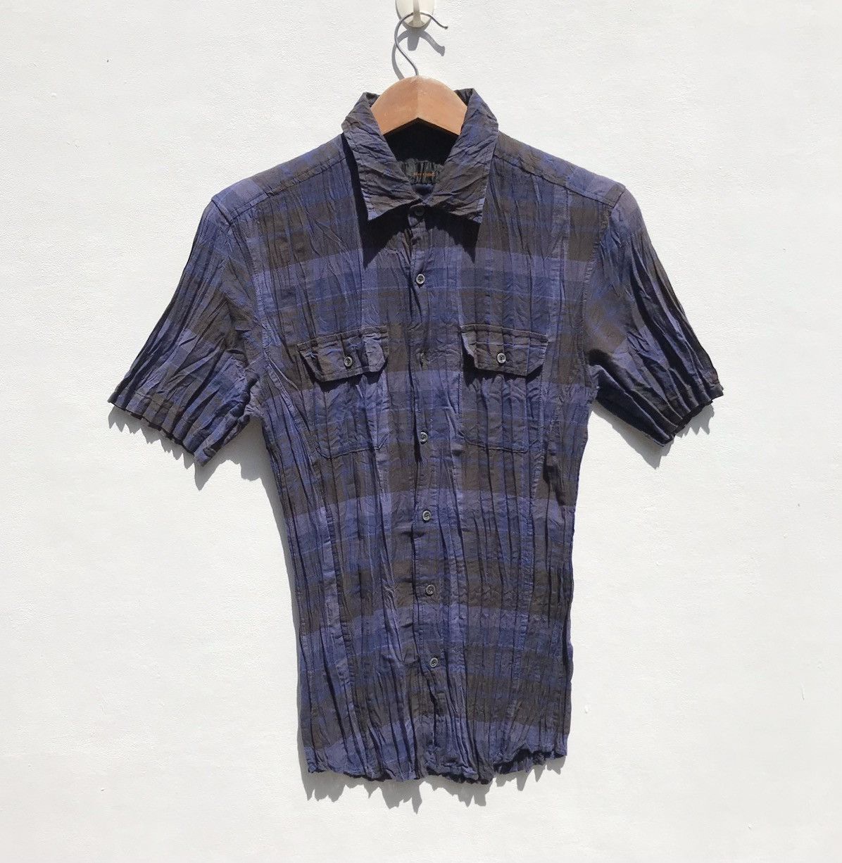 Vintage Tete Homme Issey Miyake Pleated Shirt Tete Homme Sun Faded Size S / US 4 / IT 40 - 1 Thumbnail