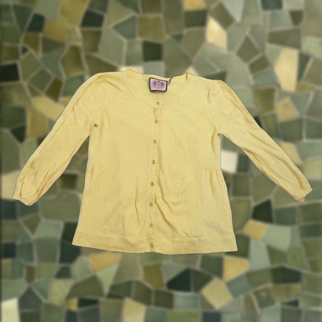 Juicy Couture Juicy Couture Cardigan Women Small Yellow Button Front Cotton Sweater Size S / US 4 / IT 40 - 1 Thumbnail