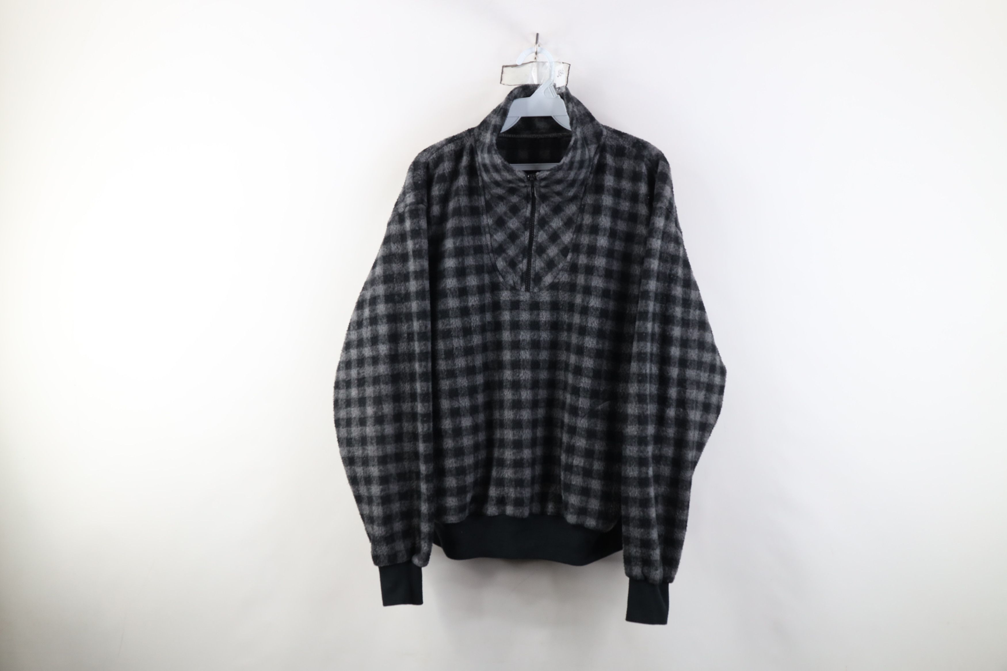 Vintage Vintage 90s Streetwear Fit Checkered Fleece Half Zip Sweater Size US M / EU 48-50 / 2 - 1 Thumbnail