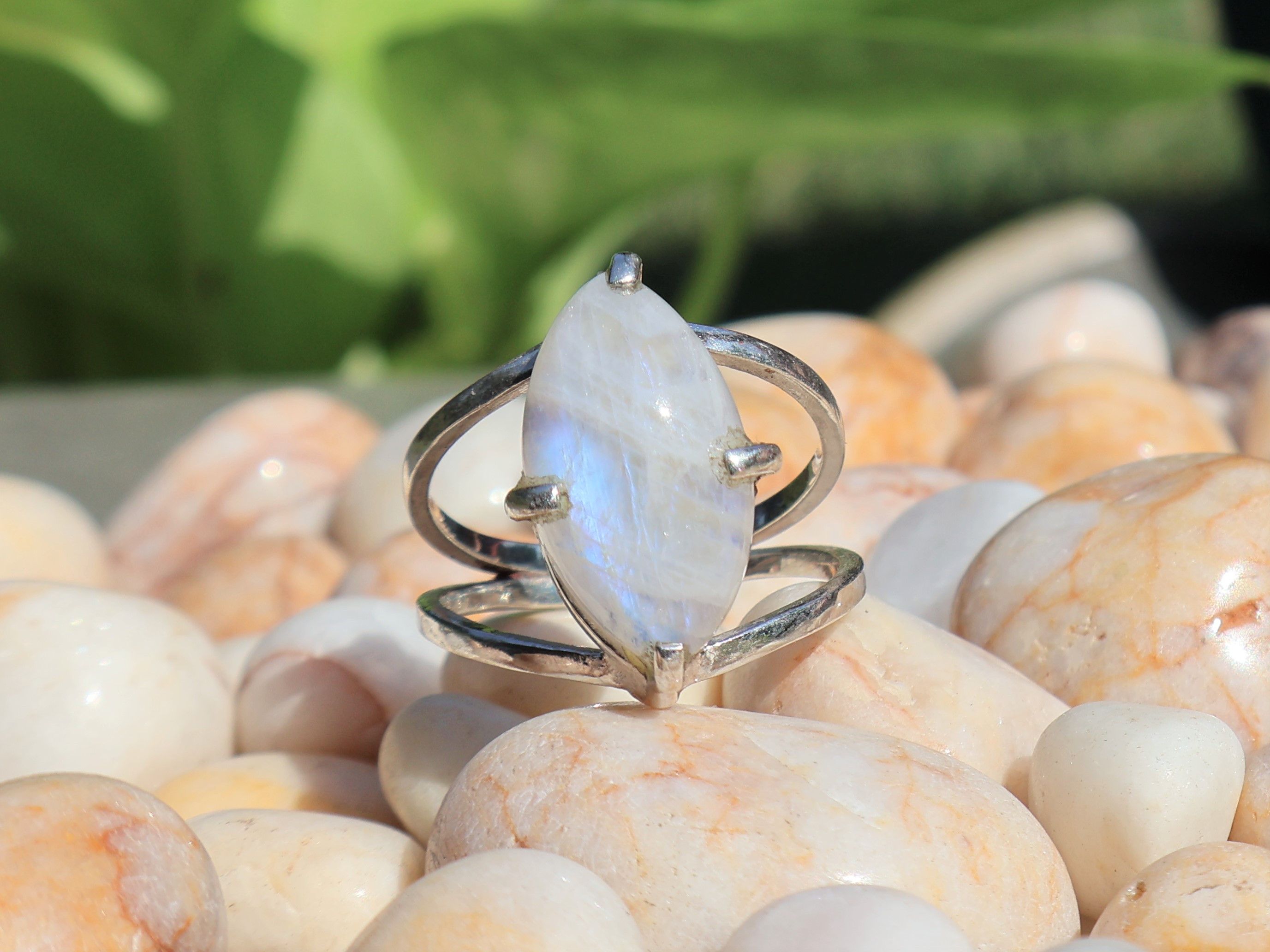 Handmade Rainbow Moonstone Ring, 925 Sterling Silver, Handmade Ring, Size ONE SIZE - 2 Thumbnail