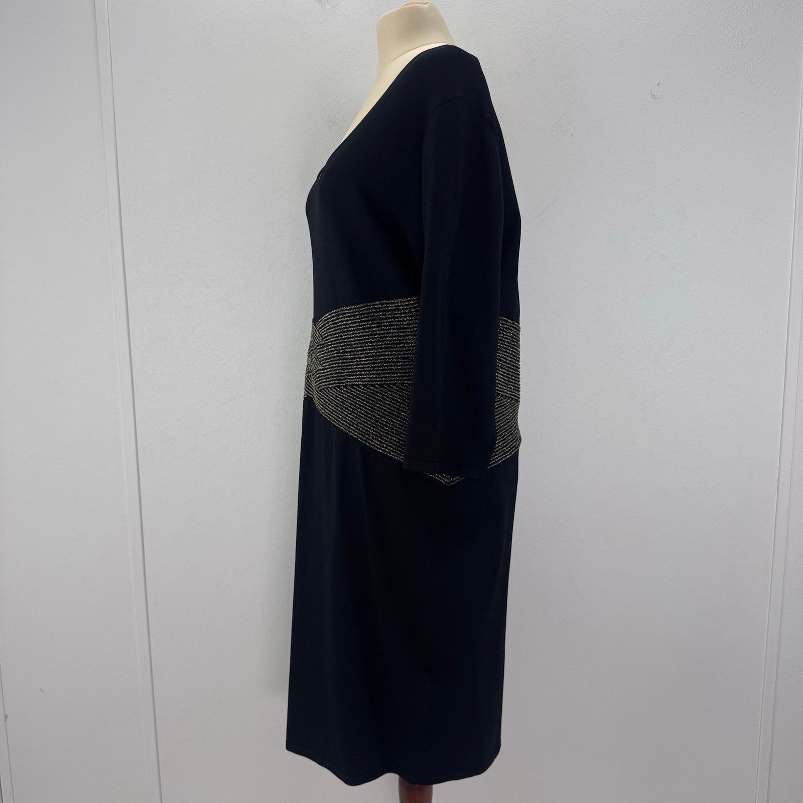 Marina Rinaldi Marina Rinaldi Black Sheath Crossover Waist Knitted Dress XL Size 3XL / US 20-22 - 5 Thumbnail