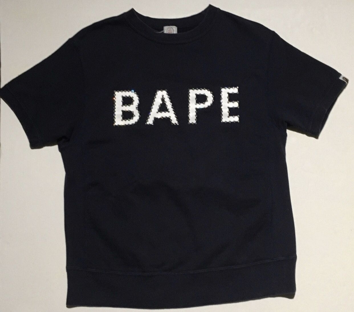 image of Bape Swarovski Crewneck Sweatshirt in Navy, Men's (Size Small)