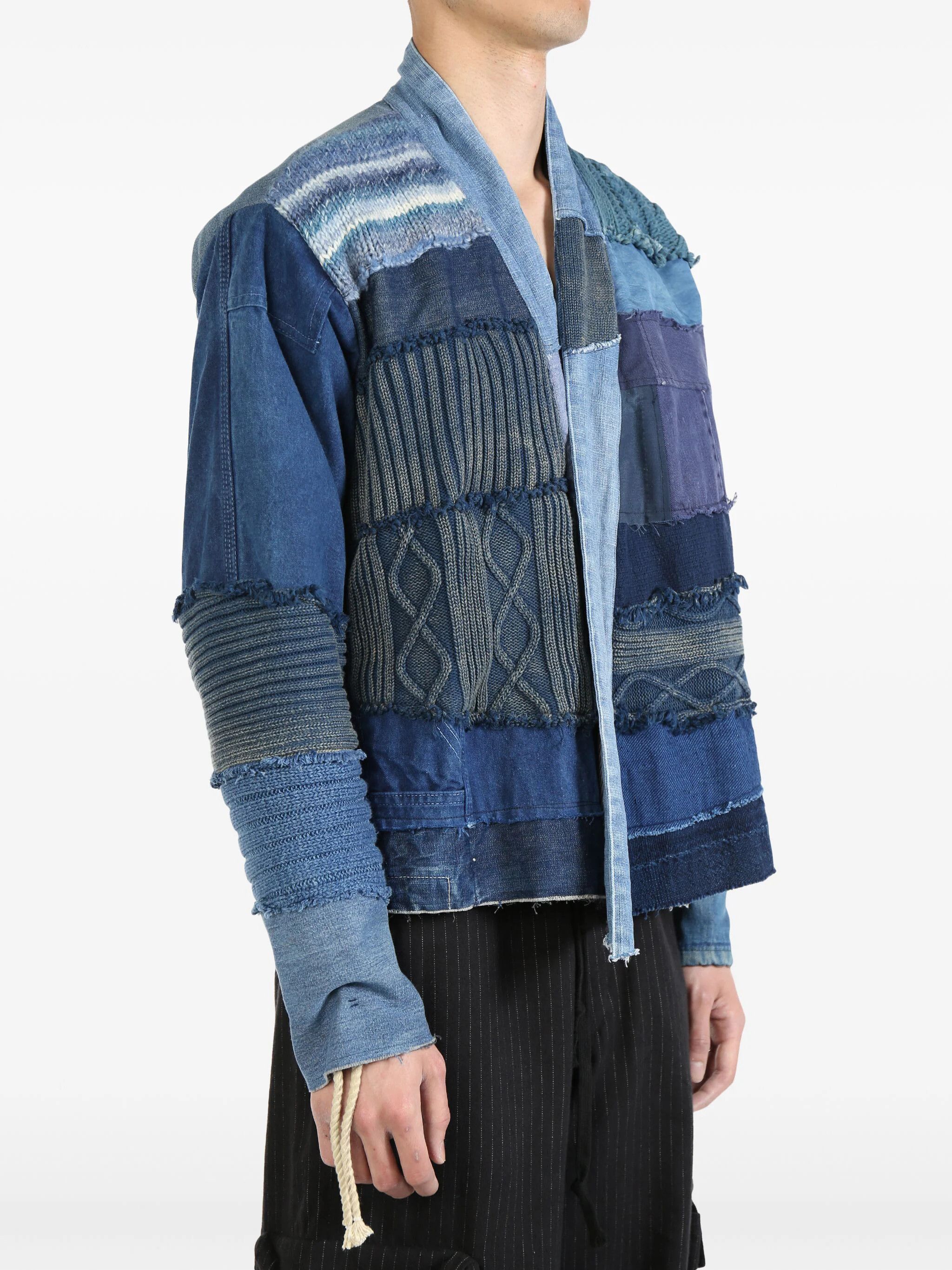 Greg Lauren size 4 - Greg Lauren Mixed Blues GL1 cropped jacket denim Size US XL / EU 56 / 4 - 2 Thumbnail