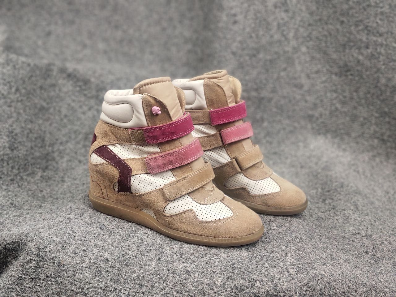 If Six Was Nine Vintage isabel marant Style wedge sneakers suede Velcro Y2K Size US 8 / IT 38 - 6 Thumbnail