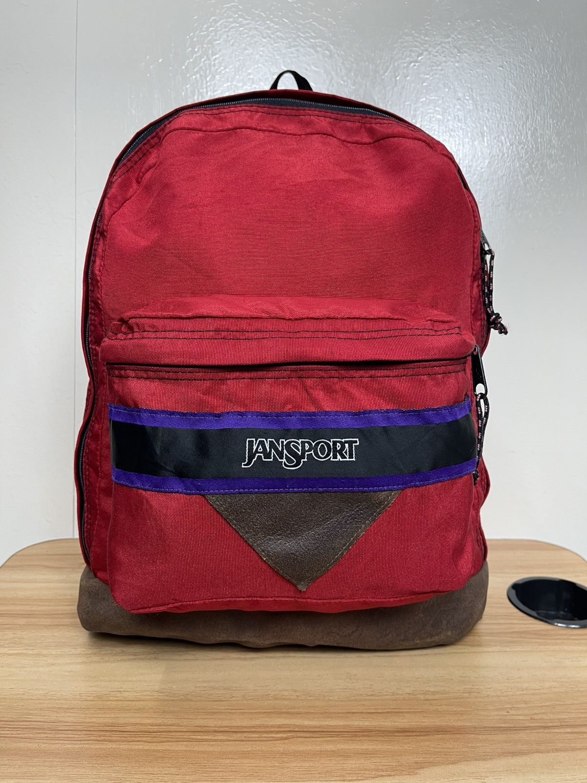 🔥STEALS Jansport Backpack Suede Leather Bottom 90s