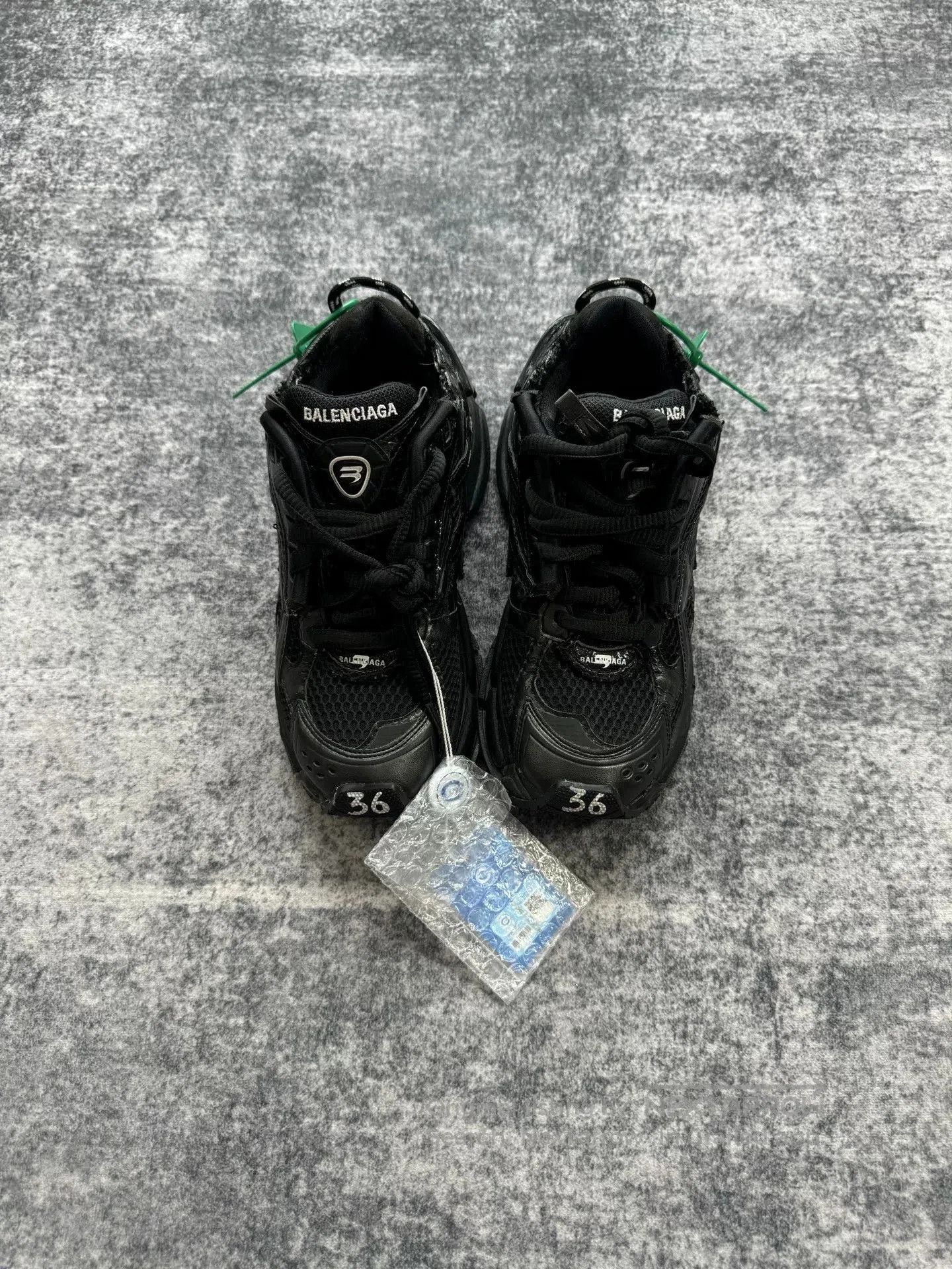 Balenciaga Balenciaga Black Distressed Runner Sneakers. Size US 5 / IT 35 - 1 Thumbnail