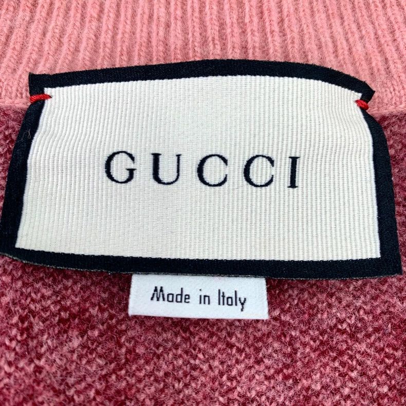 Gucci Gucci Pink logo jacquard full-print V-neck wool long-sleeve Size US S / EU 44-46 / 1 - 5 Thumbnail