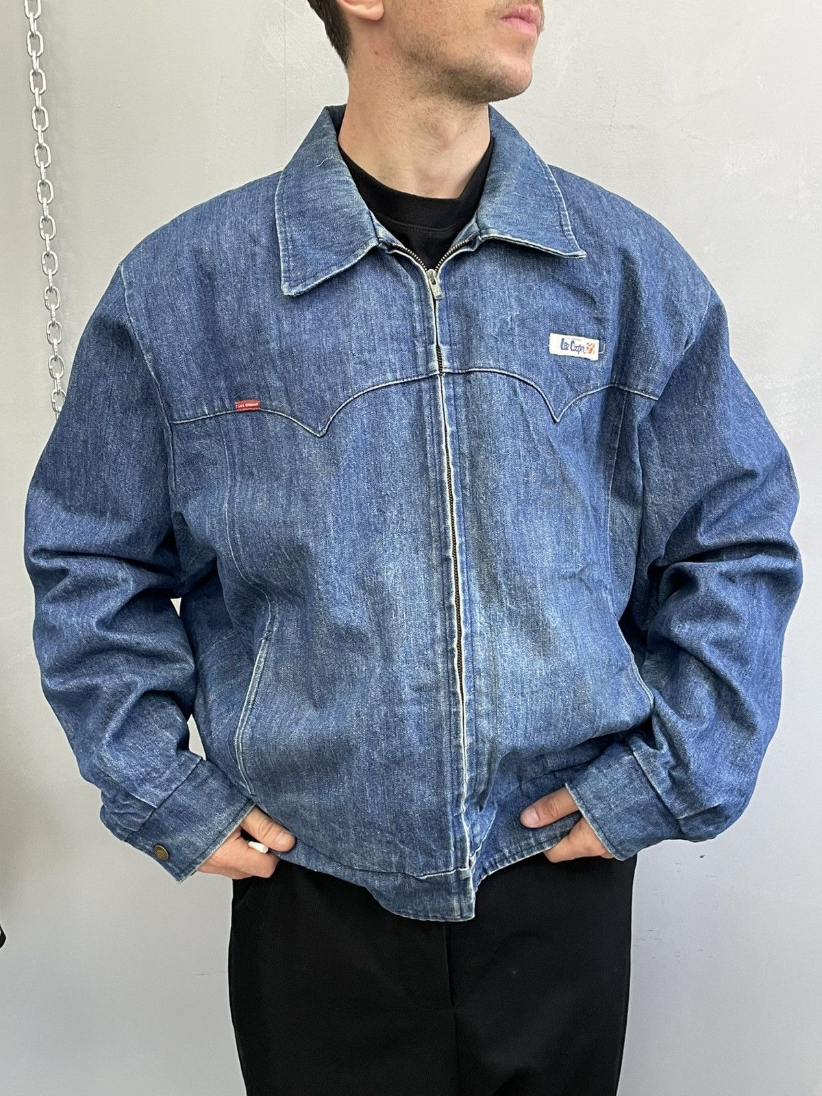 Vintage rare cropped 90s denim jacket made in USA scovill