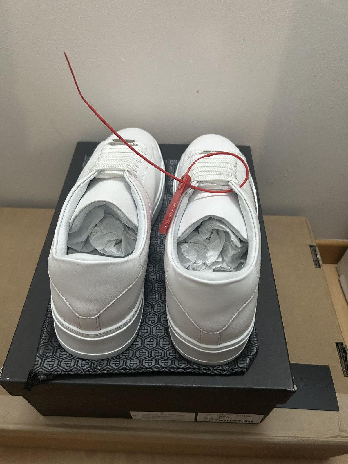 Philipp Plein Philipp Plein White Leather Logo Sneakers – Low Top Size US 10 / EU 43 - 3 Thumbnail