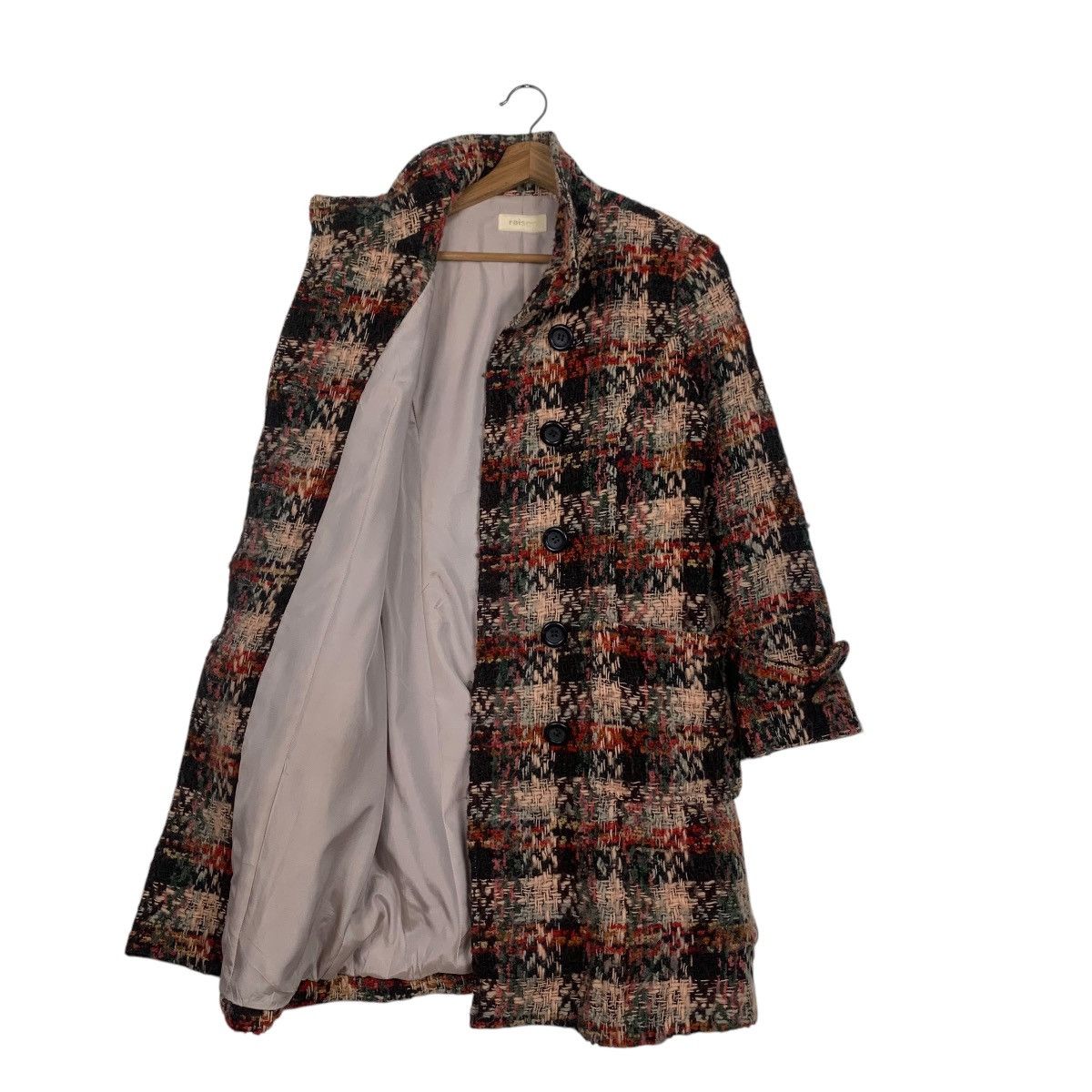 Japanese Brand RAISON Made in Japan Checkered Tweed Long Coat #1811-C20 Size S / US 4 / IT 40 - 10 Thumbnail
