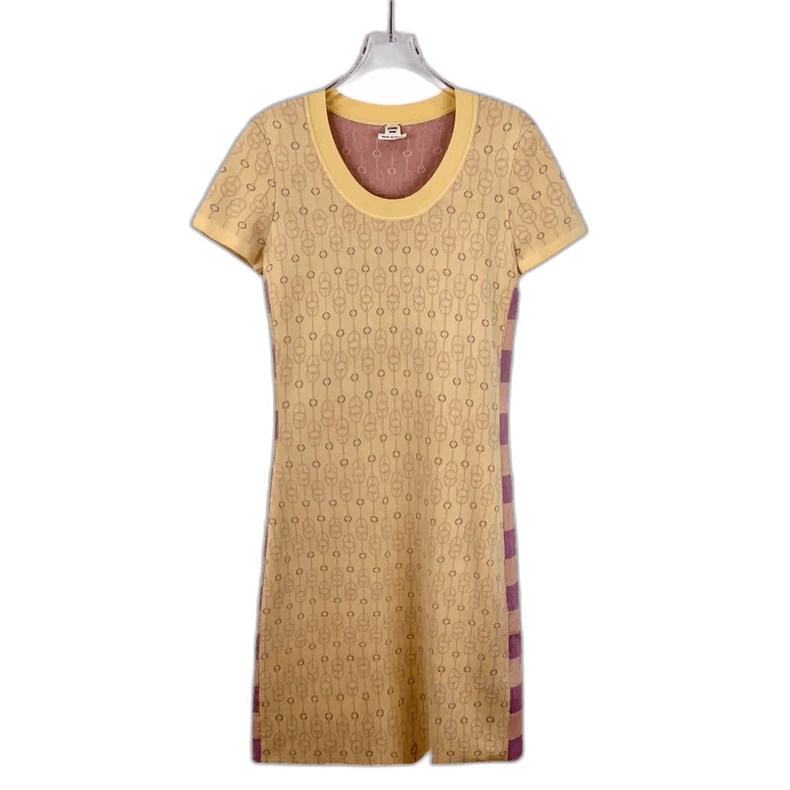 Hermes Yellow Short Sleeve Knitted Dress