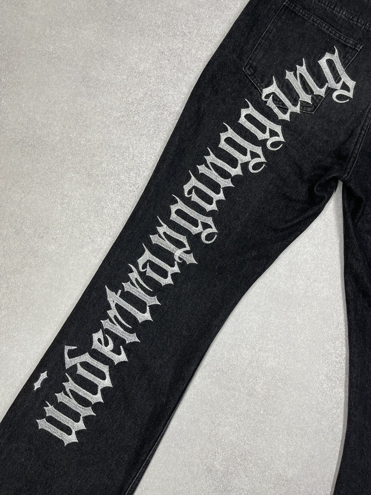 Other Women Mom Denim Flared Jeans Big Logo Inscription Size 34" / US 12 / IT 48 - 4 Thumbnail