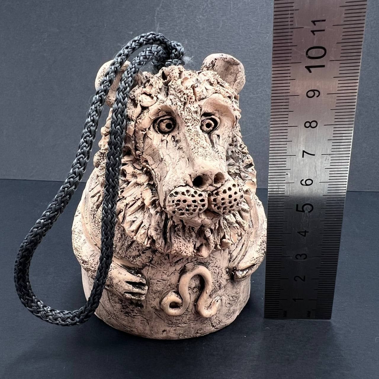 Vintage Handmade Ceramic Statue Lion Bell Leo Zodiac Sign Pottery Size ONE SIZE - 8 Thumbnail