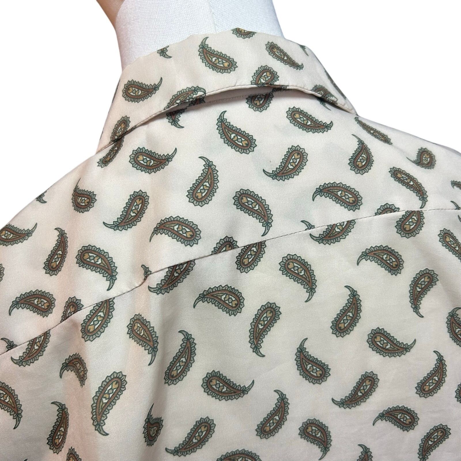 Handmade VTG 90s White Green Paisley Top Cloth Button Whimsigoth Boho Size M / US 6-8 / IT 42-44 - 5 Thumbnail