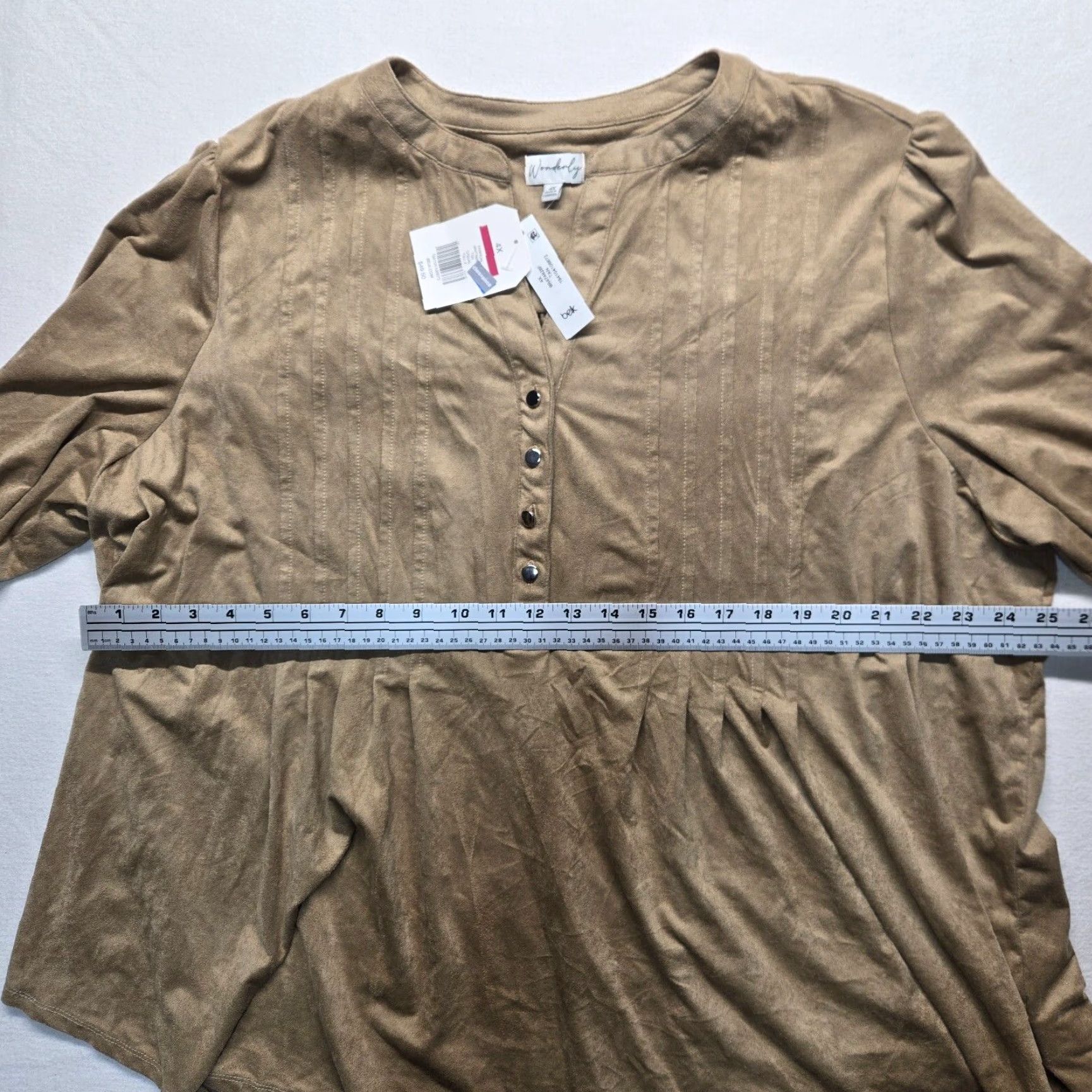 Vintage VINTAGE Wonderfly Solid Brown 3/4 Sleeve Tunic Blouse Adult Women's Plus 4X Size XXL / US 16-18 / IT 52-54 - 5 Thumbnail