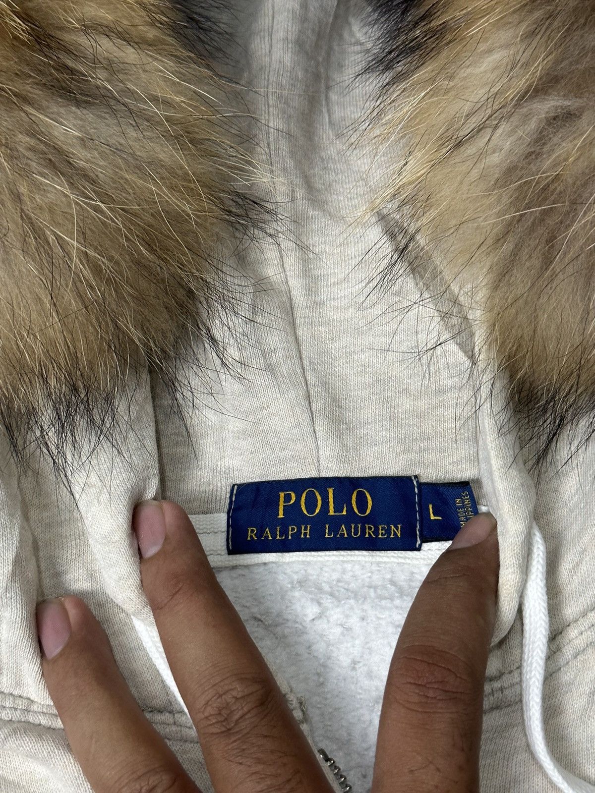 Japanese Brand × Le Grande Bleu (L.G.B.) × Polo Ralph Lauren Fur hoodie Polo Ralph Lauren Cream Faded Ifsix Lgb Style Size US L / EU 52-54 / 3 - 9 Thumbnail