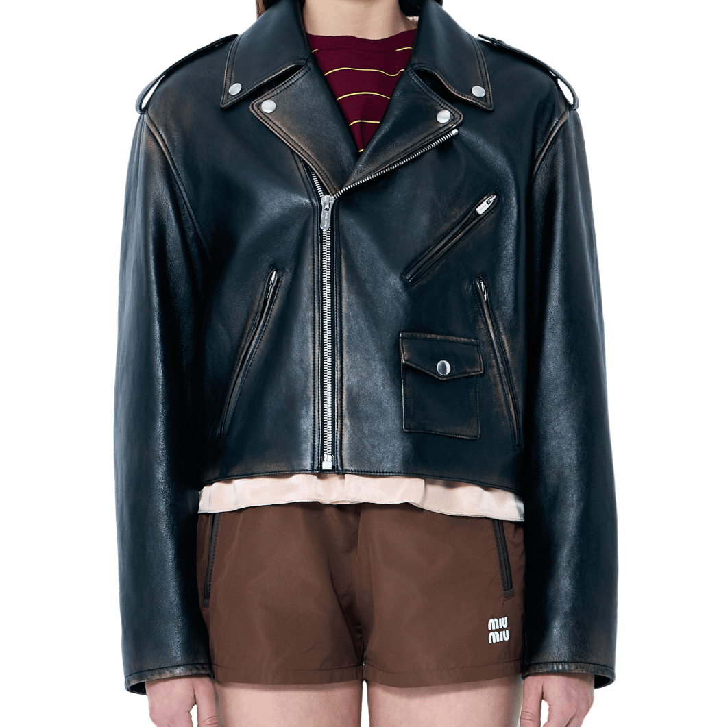 MIU MIU Mustard/Black Nappa Leather Jacket New & Authentic