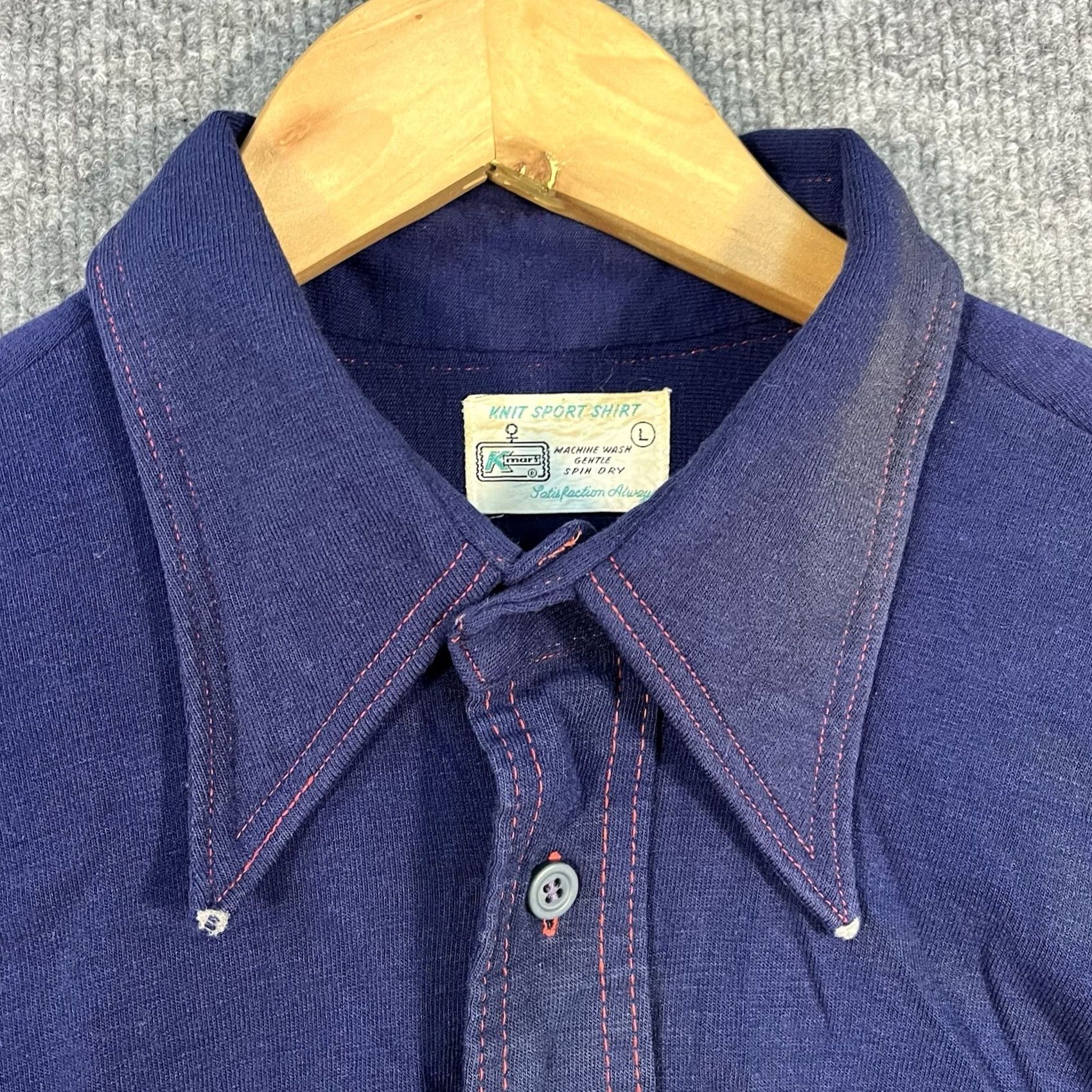 Vintage VINTAGE Kmart Knit Shirt Blue Large Button 70s Disco Size US L / EU 52-54 / 3 - 2 Thumbnail