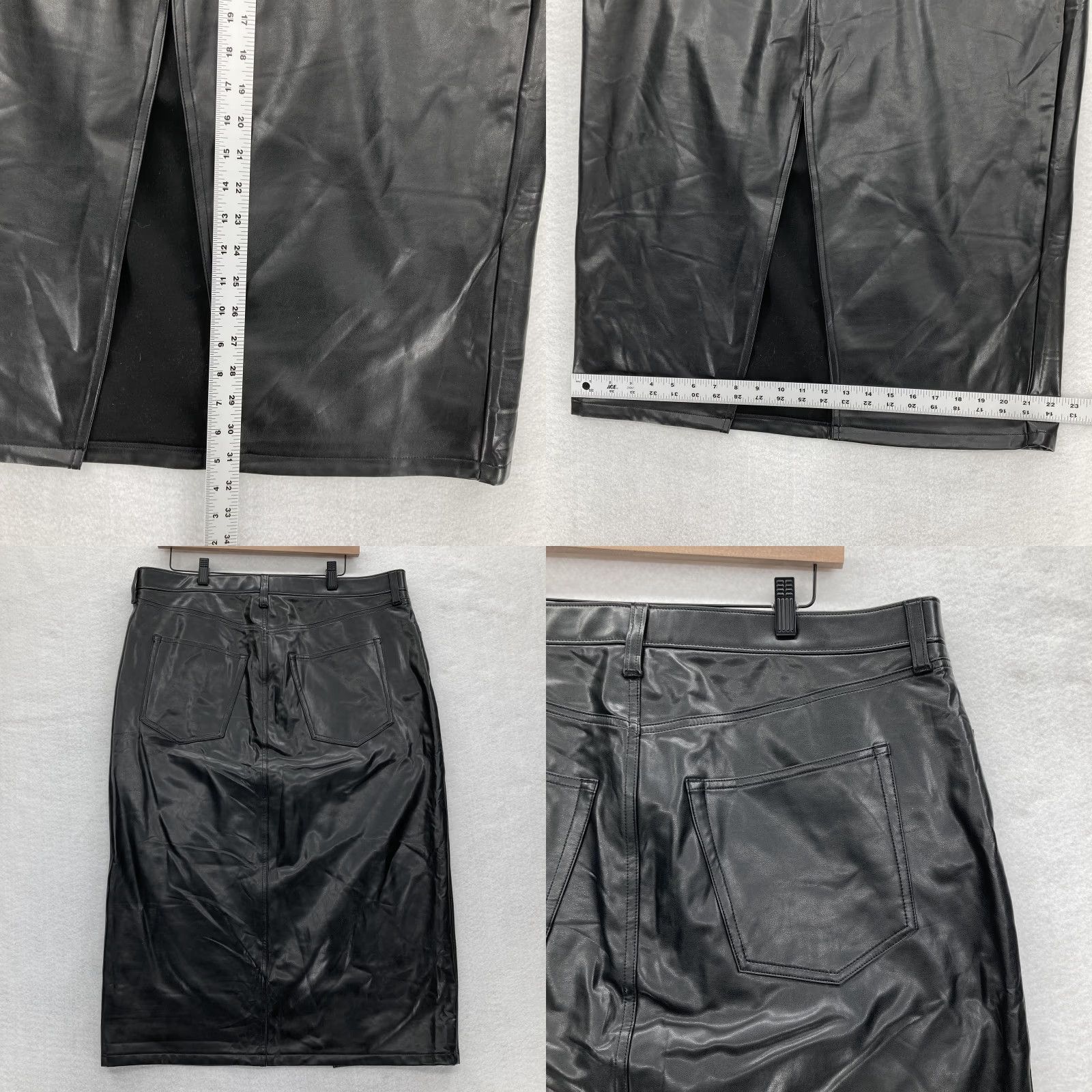 Abercrombie & Fitch Abercrombie & Fitch Skirt Womens 33 Black Faux Leather High Waist Midi Split NWT Size 24" / US 00 / IT 34 - 8 Thumbnail