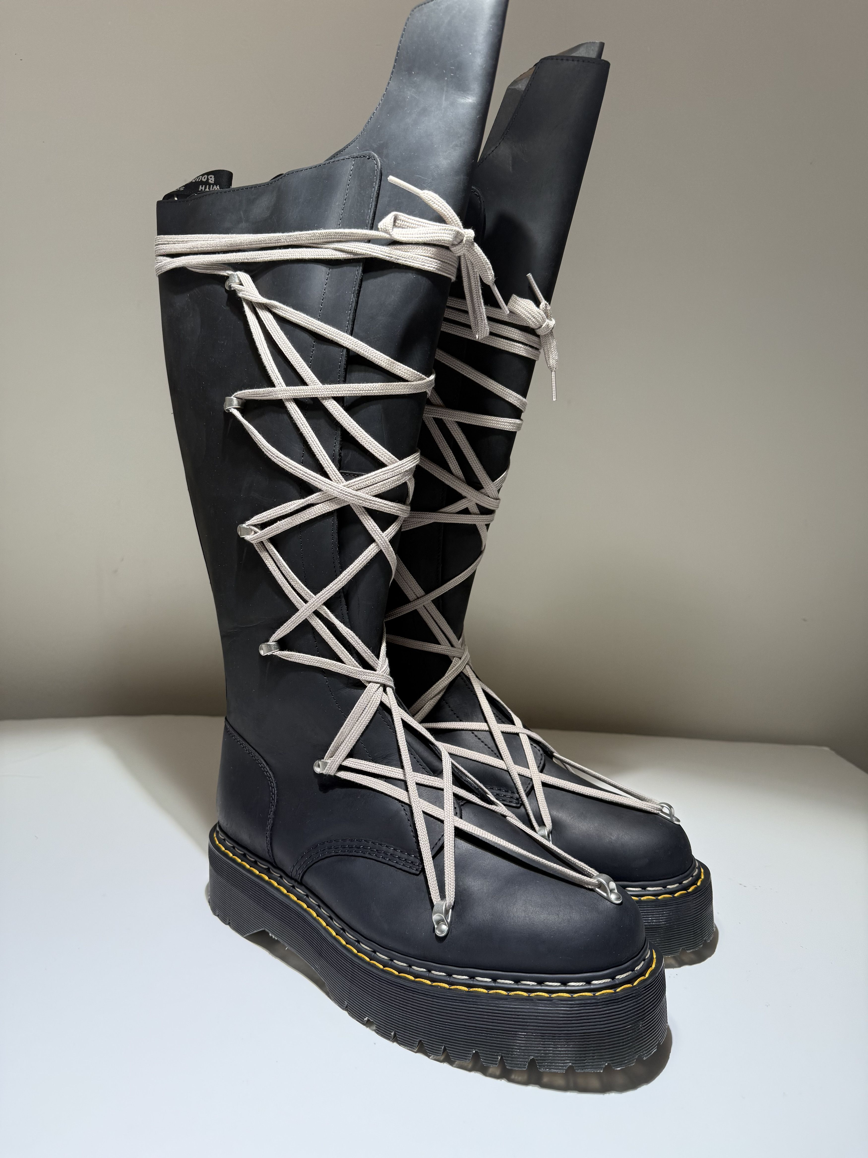 Dr. Martens × Rick Owens Pentalace Leather Platform Boots Size US 14 / EU 47 - 1 Thumbnail