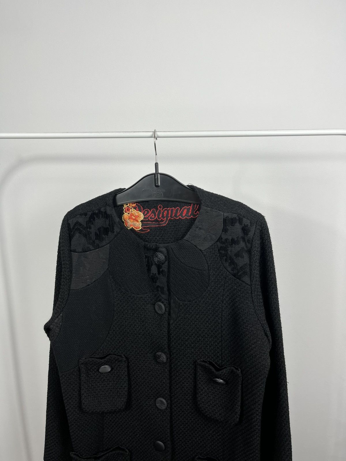 Desigual Desigual black textured long jacket with pockets size 46 Size XL / US 12-14 / IT 48-50 - 5 Thumbnail