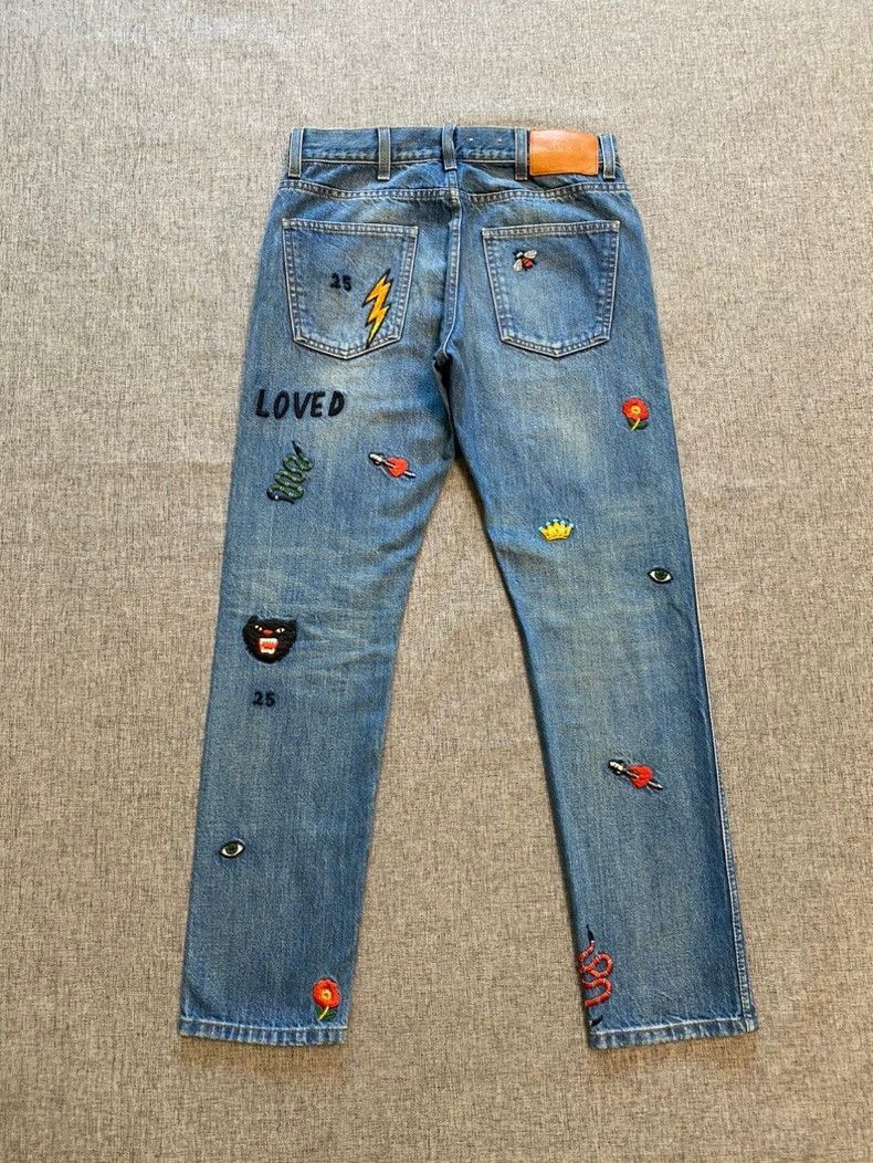 Gucci Gucci Patterned Blue Denim Jeans Size 29-2506 Size US 29 - 2 Thumbnail