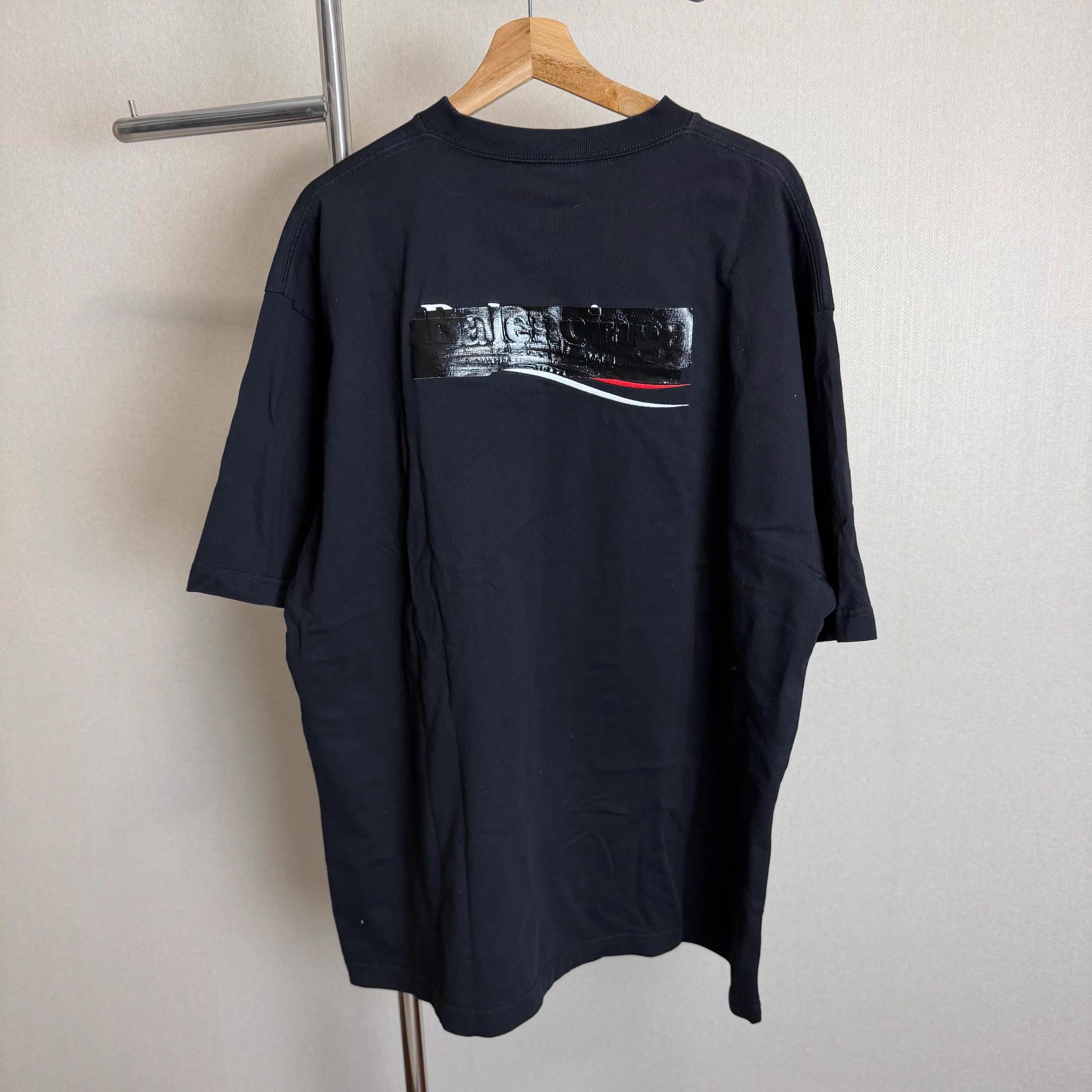 Balenciaga Balenciaga FW22 logo print crewneck short tee men's blk Size US XL / EU 56 / 4 - 2 Thumbnail