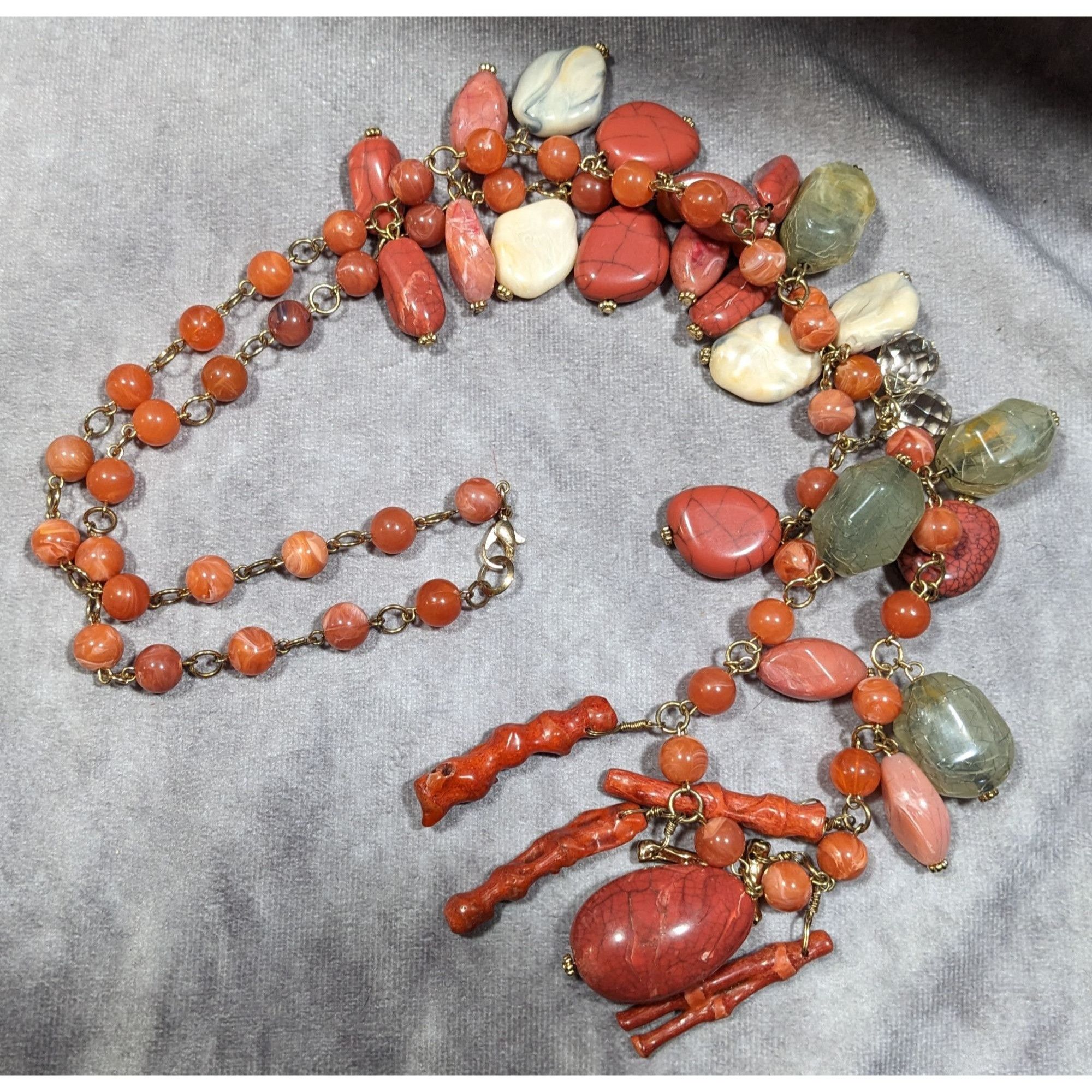 Other Vintage Mermaidcore Beaded Acrylic And Coral Fringe Necklace Size ONE SIZE - 8 Thumbnail