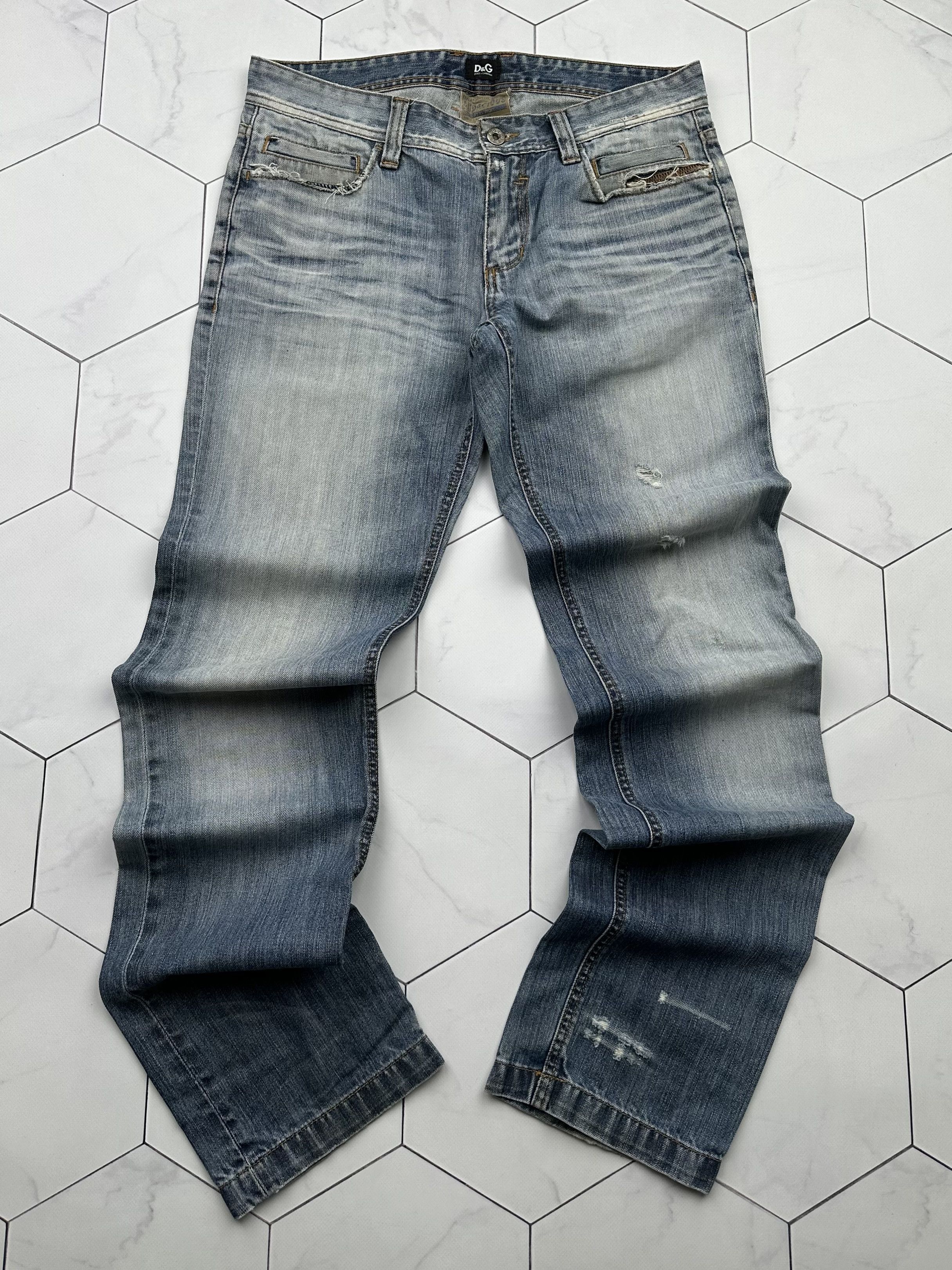 Dolce & Gabbana Blue Distressed Washed Cotton Denim Jeans