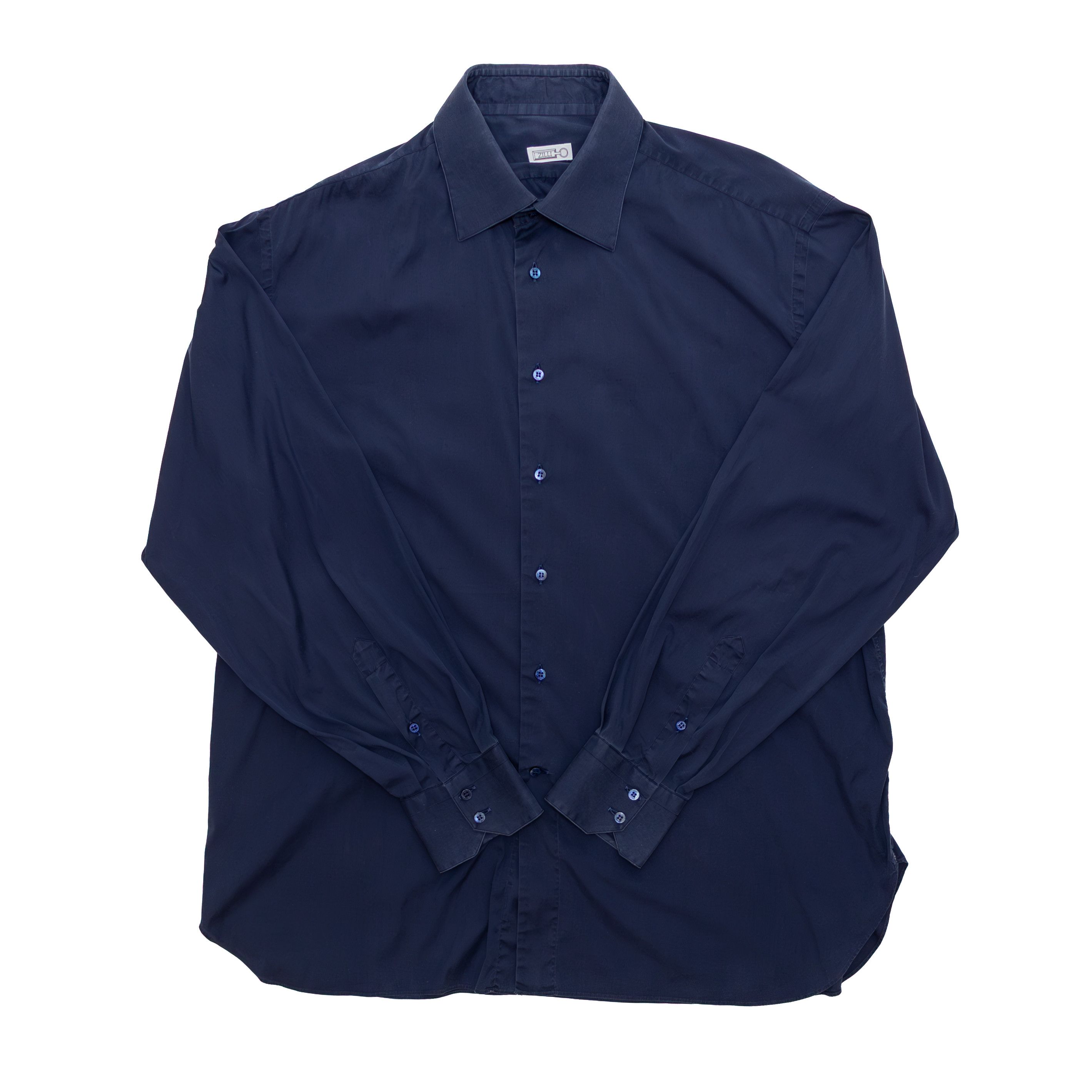 Zilli ZILLI Men’s Navy Blue Classic Long Sleeves Dress Shirt Size US XL / EU 56 / 4 - 1 Thumbnail