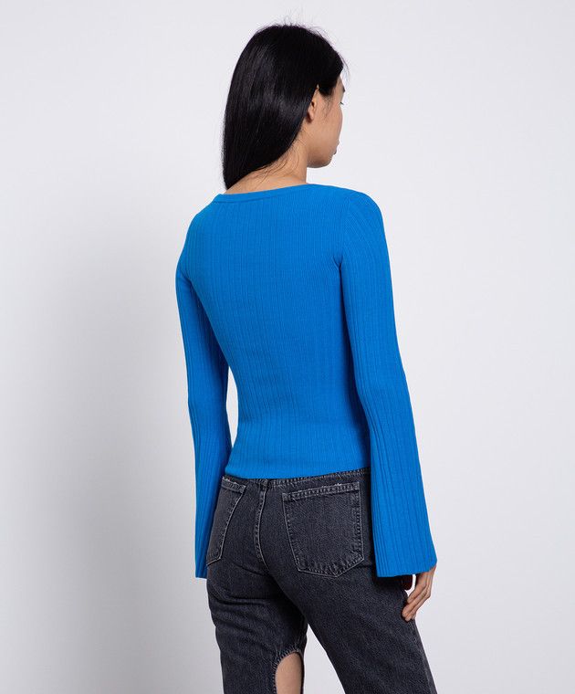 Off-White o1y1225 Round Collar Sweater in Azure Size XS / US 0-2 / IT 36-38 - 3 Thumbnail