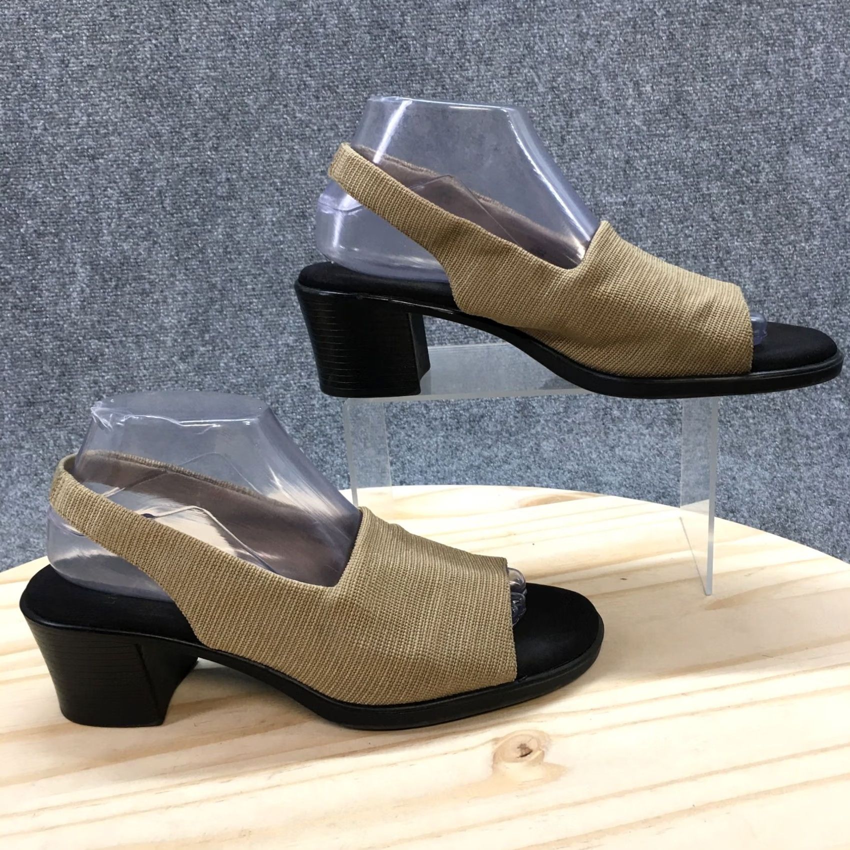 Vintage Life Stride Sandals Womens 9.5 M Slingback Brown Fabric Slip On Casual Comfort Shoes Size US 10 / IT 40 - 2 Thumbnail