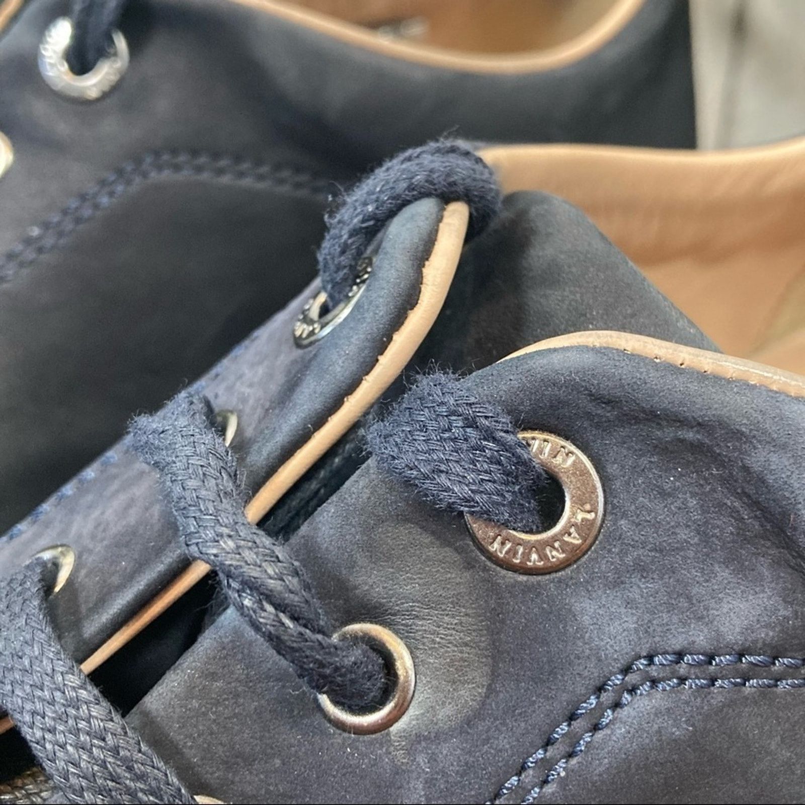 Lanvin Men's Dark Blue Calfskin Low Top Sneakers Size 8