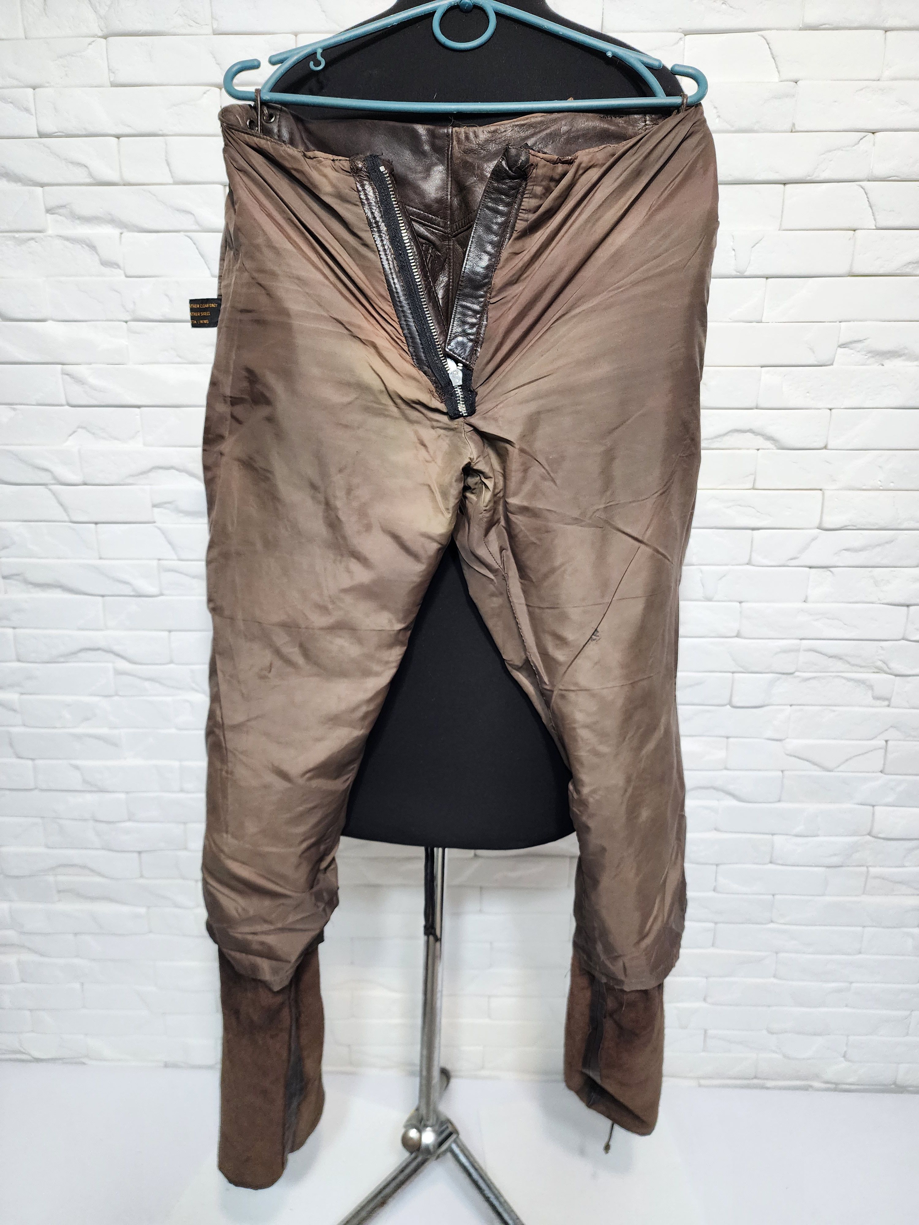 Genuine Leather Brown Leather Motorcycle Pants with Lacing Size US 28 / EU 44 - 7 Thumbnail